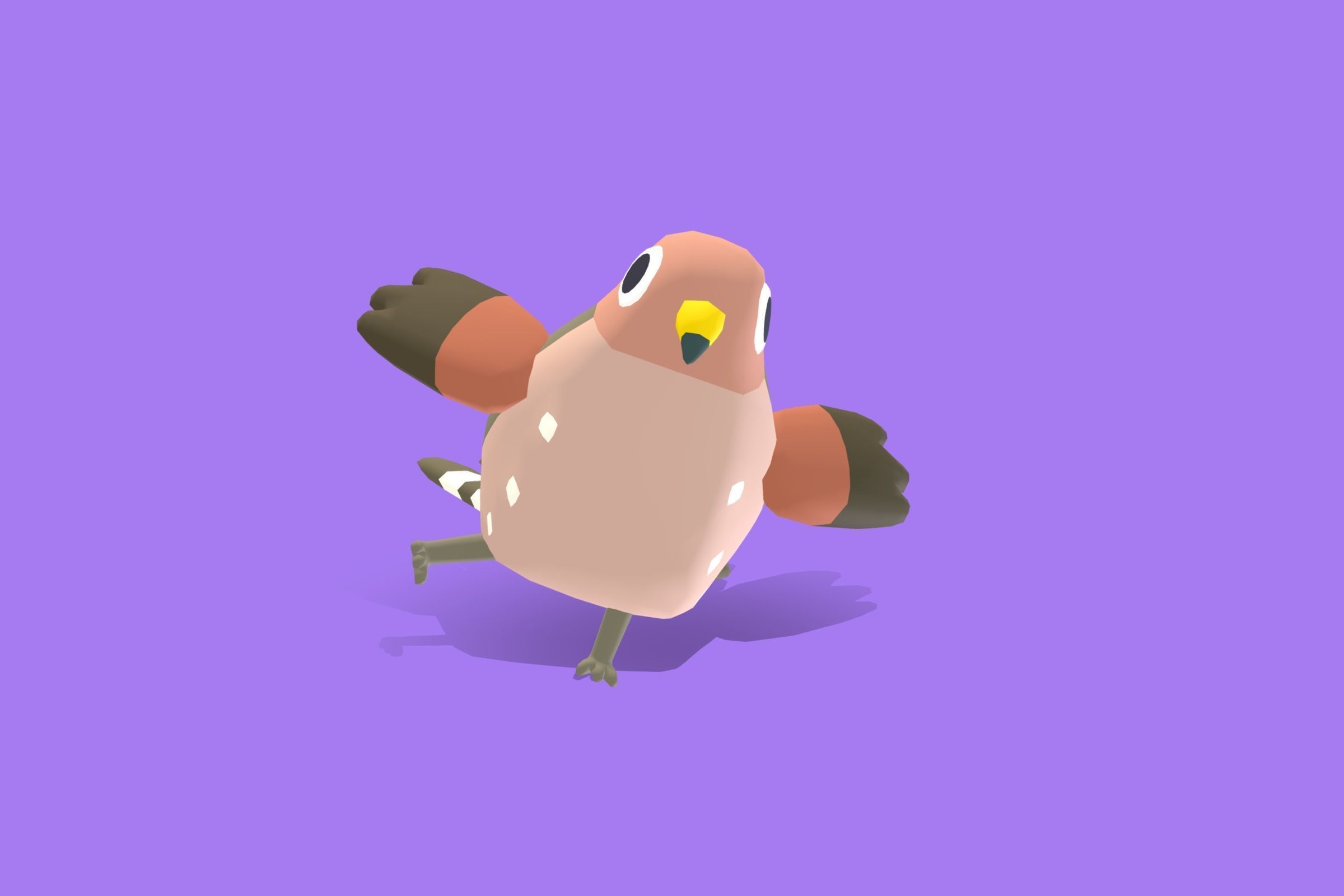 Quirky Series - Red Shouldered Hawk Low-poly 3D model_9