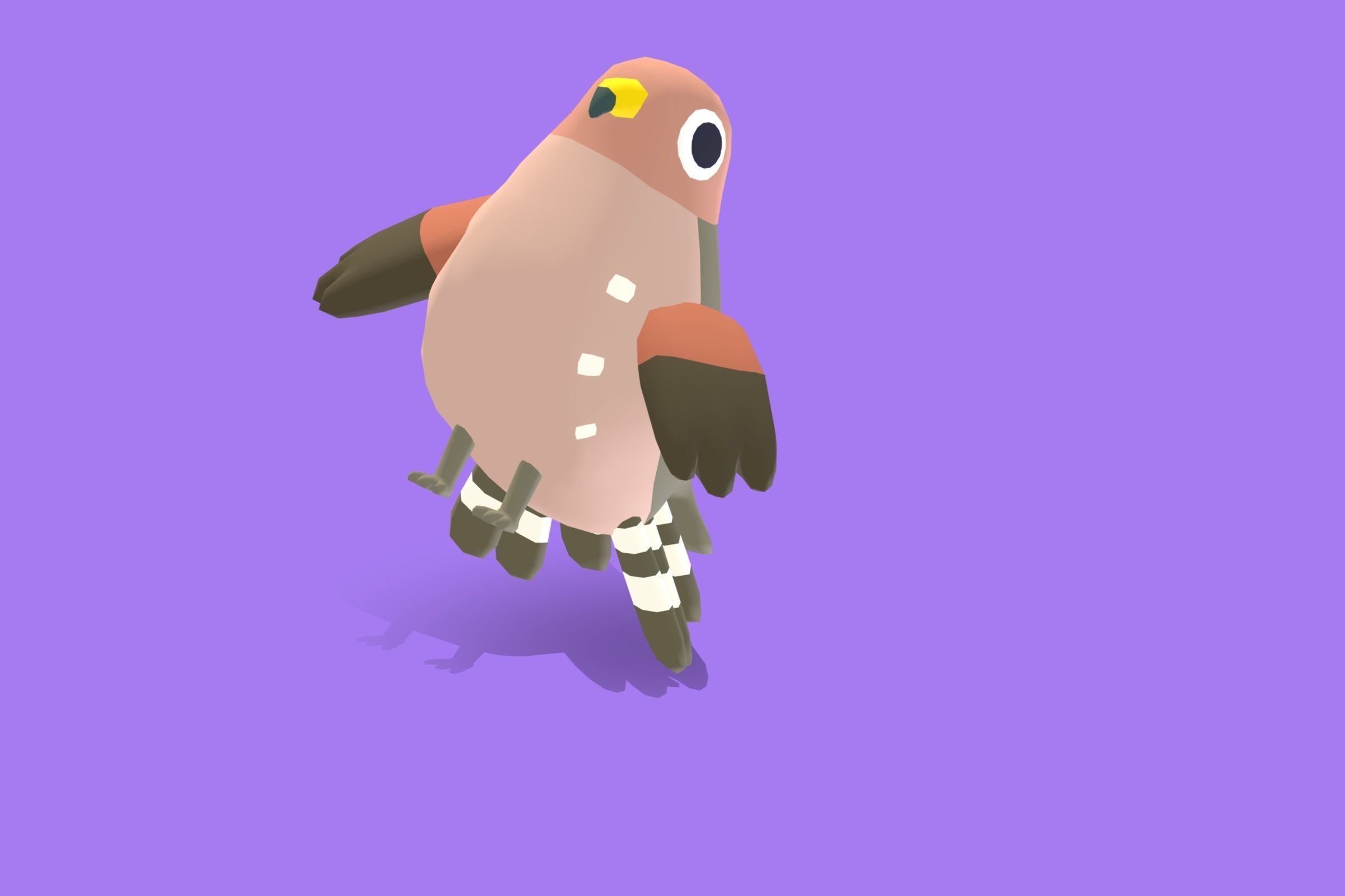 Quirky Series - Red Shouldered Hawk Low-poly 3D model_6