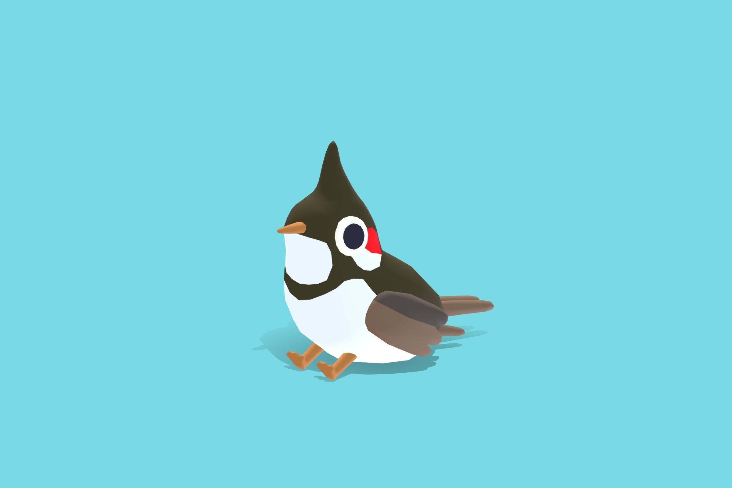 Quirky Series - Red Whiskered Bulbul Low-poly 3D model_7
