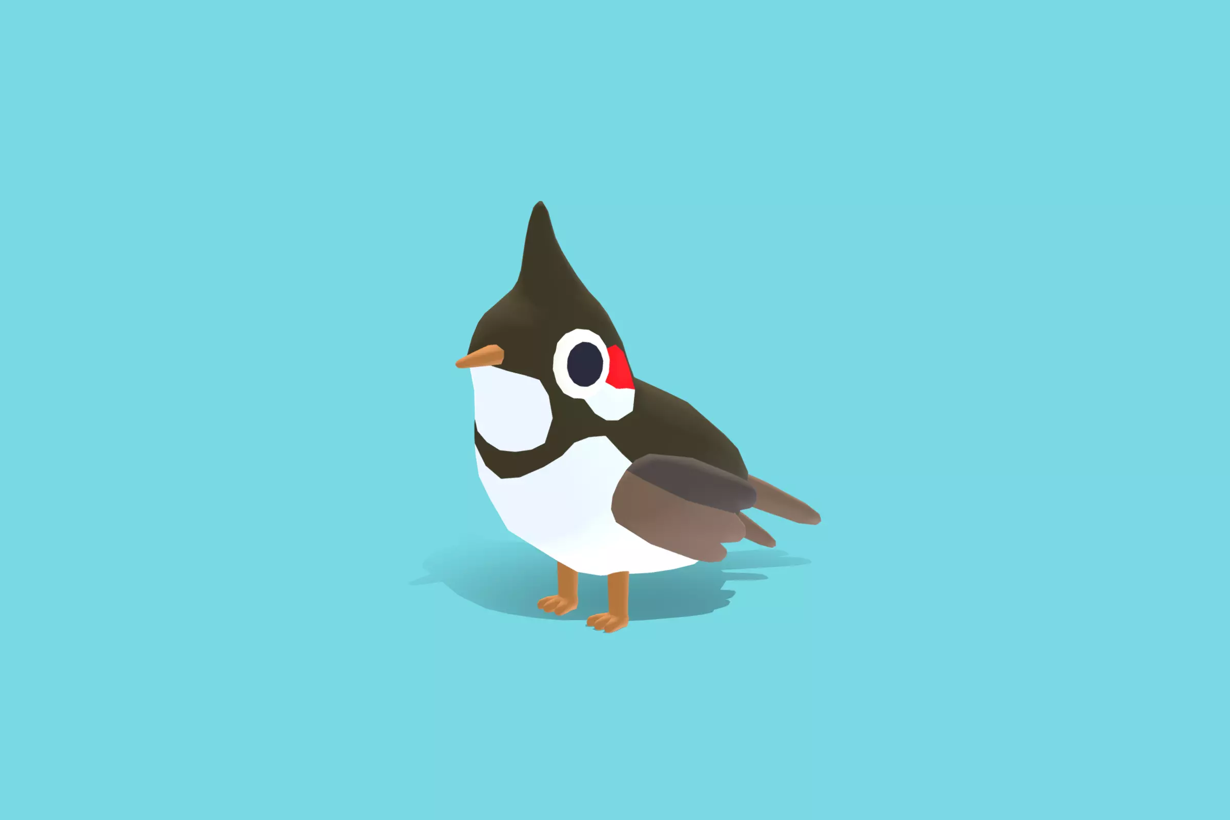 Quirky Series - Red Whiskered Bulbul Low-poly 3D model_0