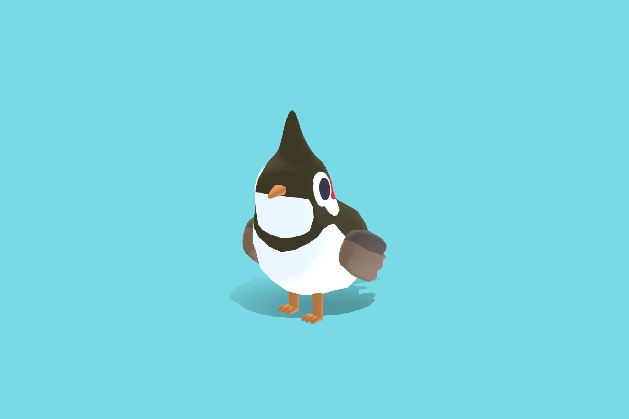 Quirky Series - Red Whiskered Bulbul Low-poly 3D model_3