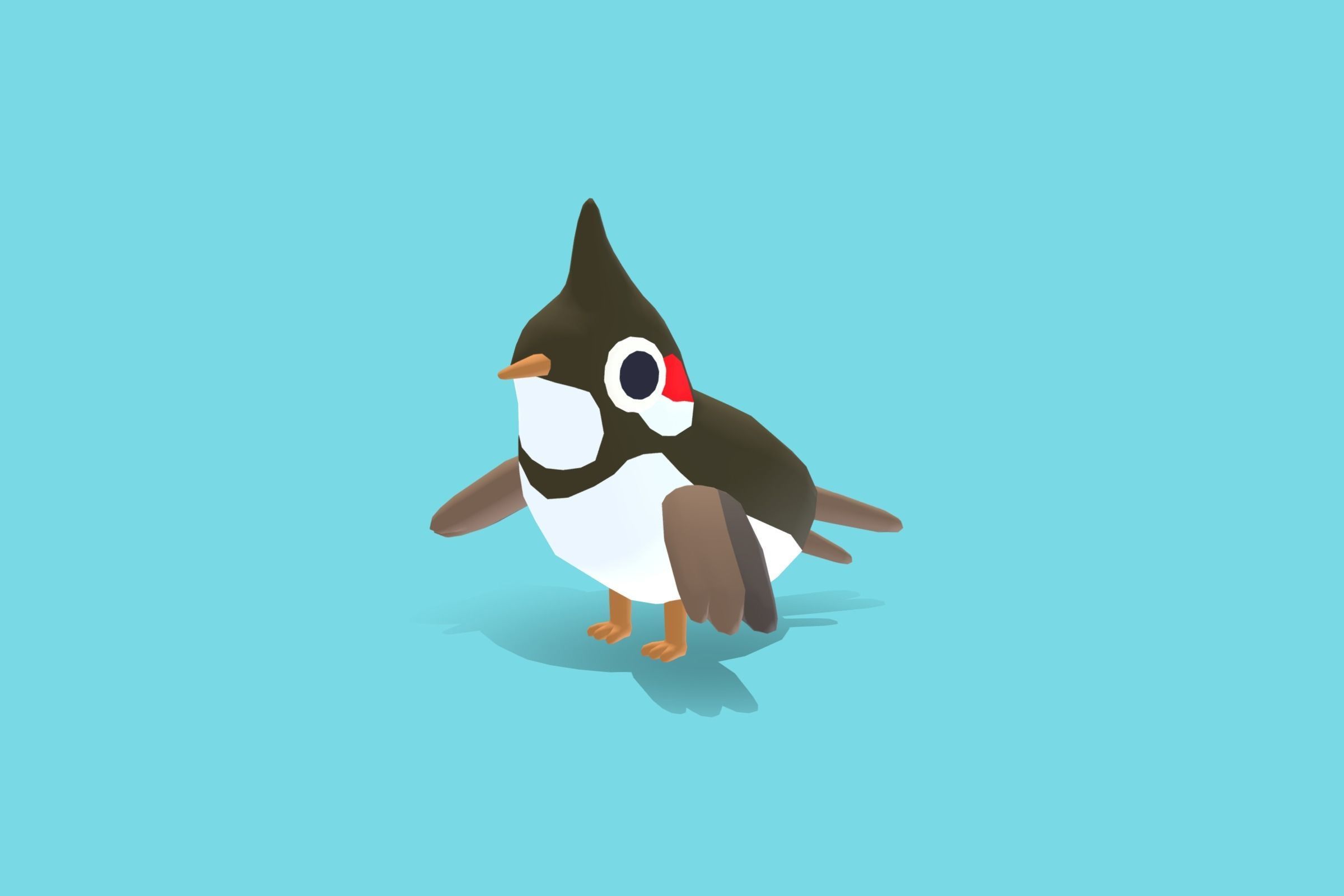 Quirky Series - Red Whiskered Bulbul Low-poly 3D model_4