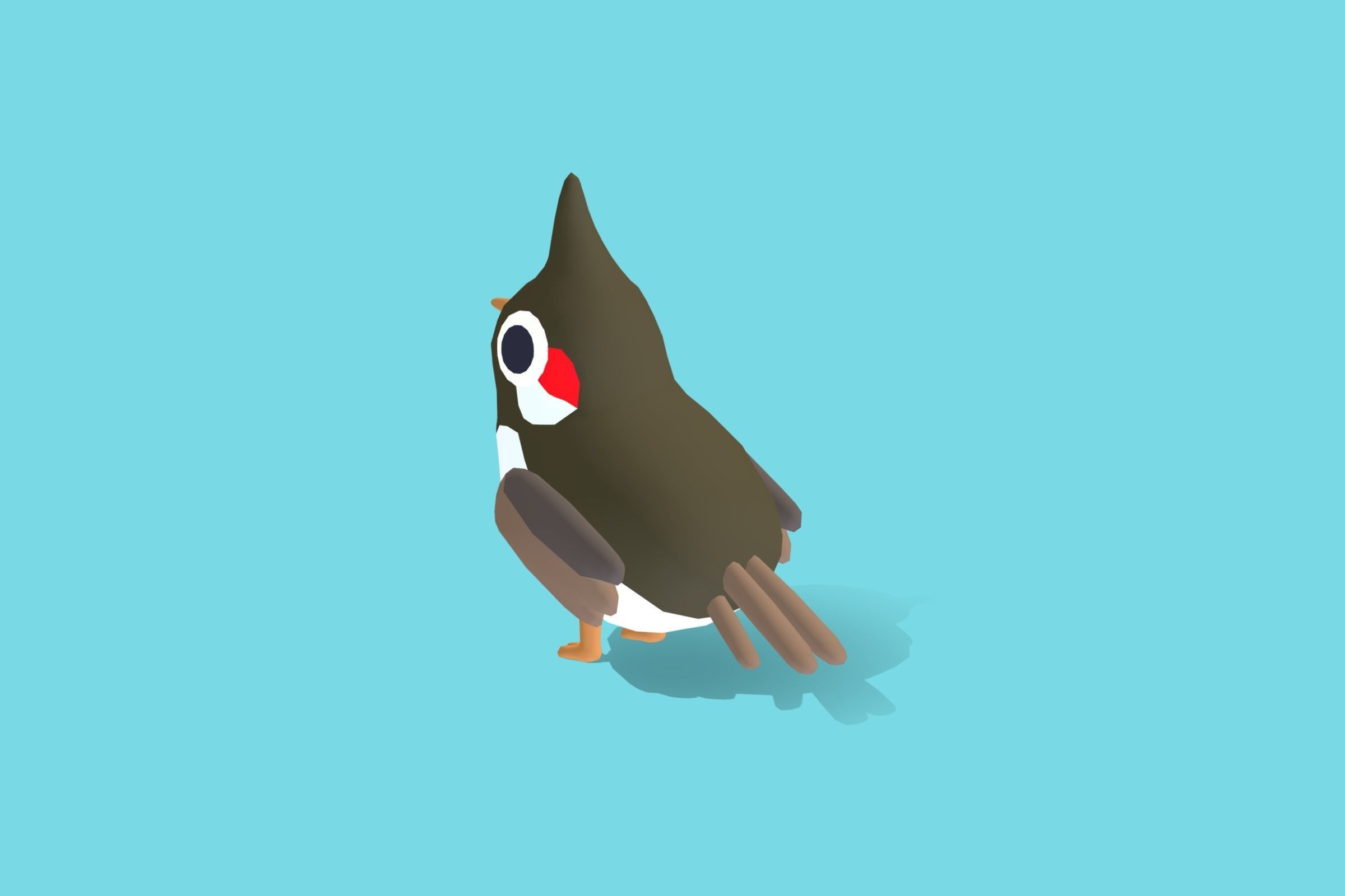 Quirky Series - Red Whiskered Bulbul Low-poly 3D model_2