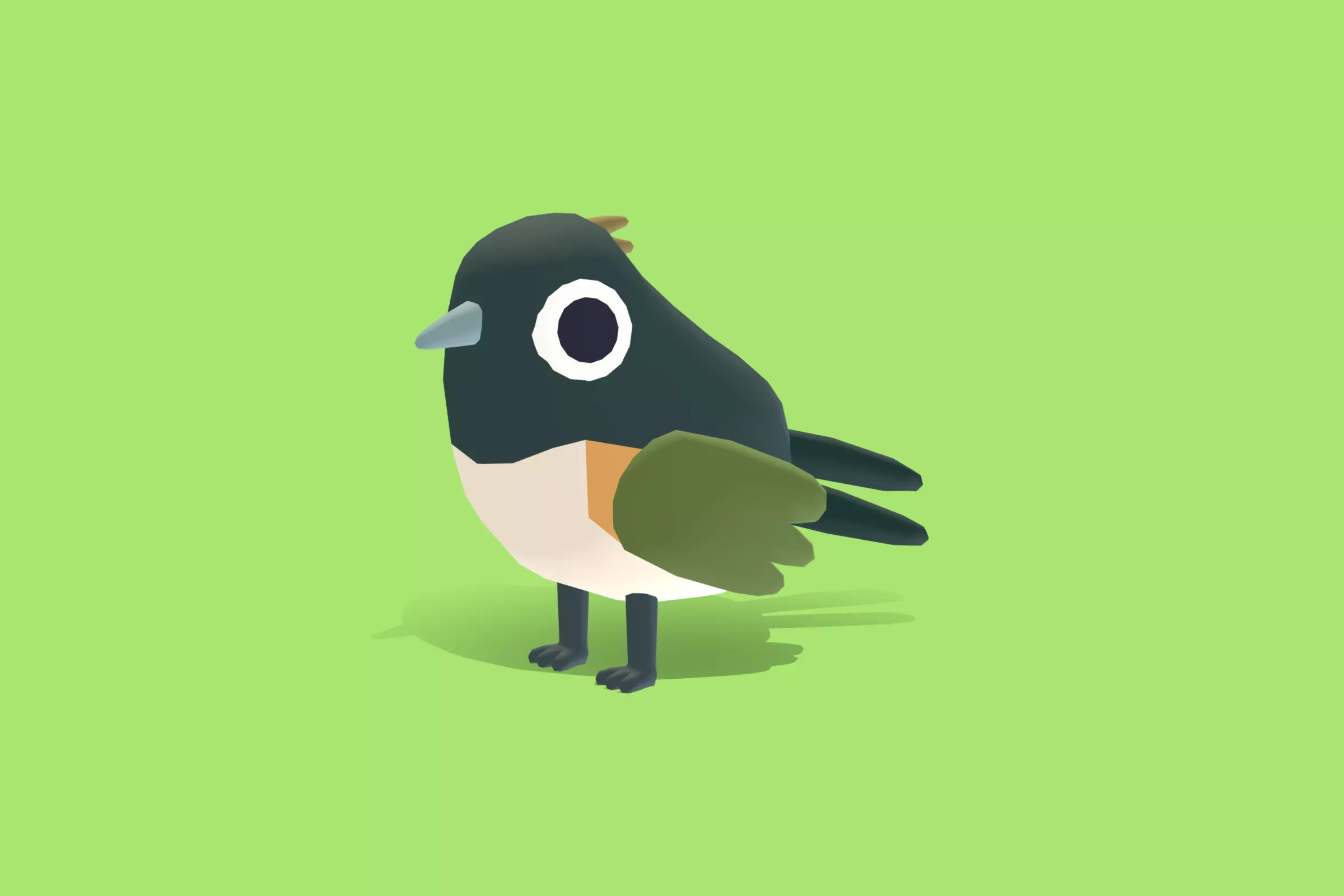 Quirky Series - Towhee Low-poly 3D model_0