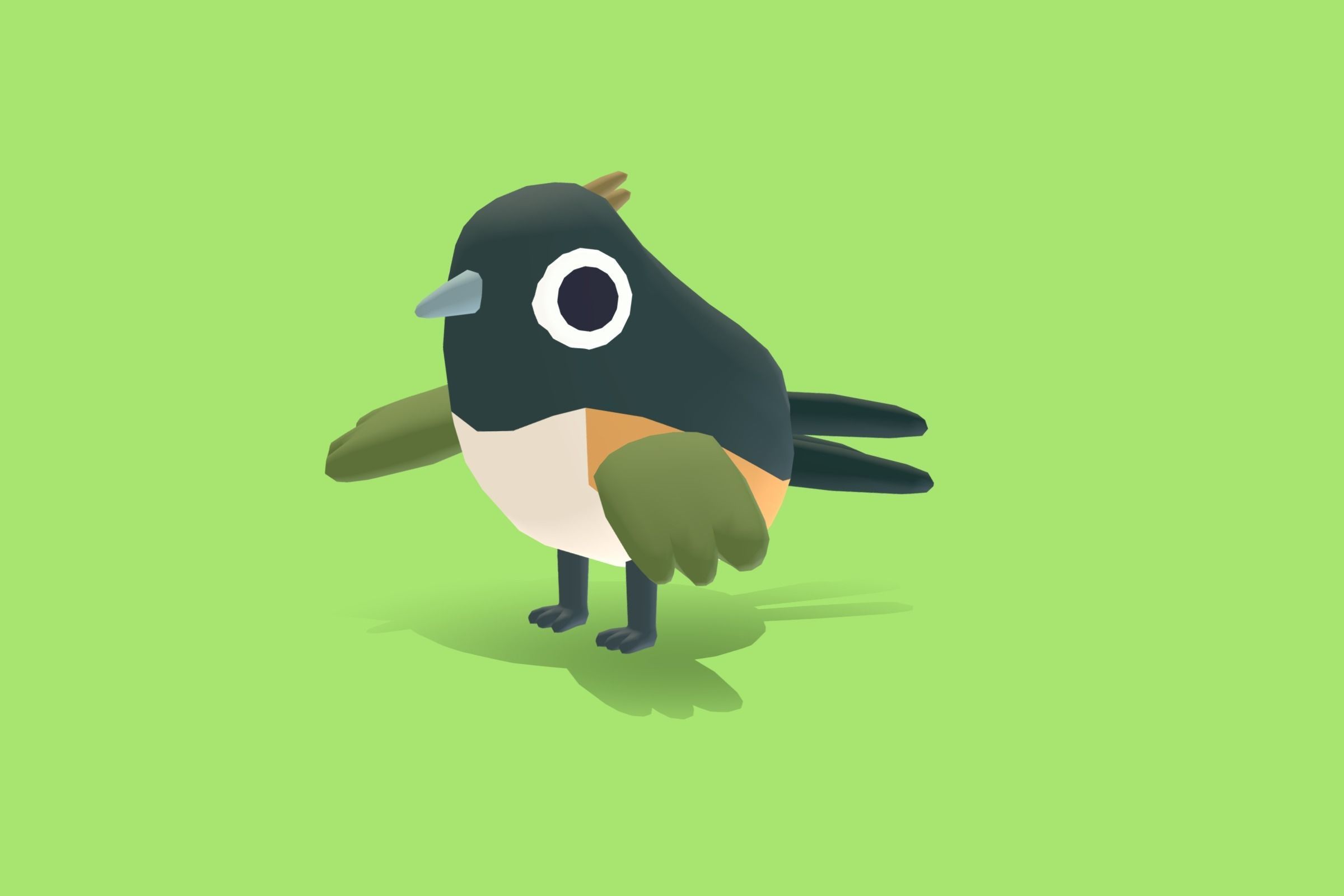 Quirky Series - Towhee Low-poly 3D model_4