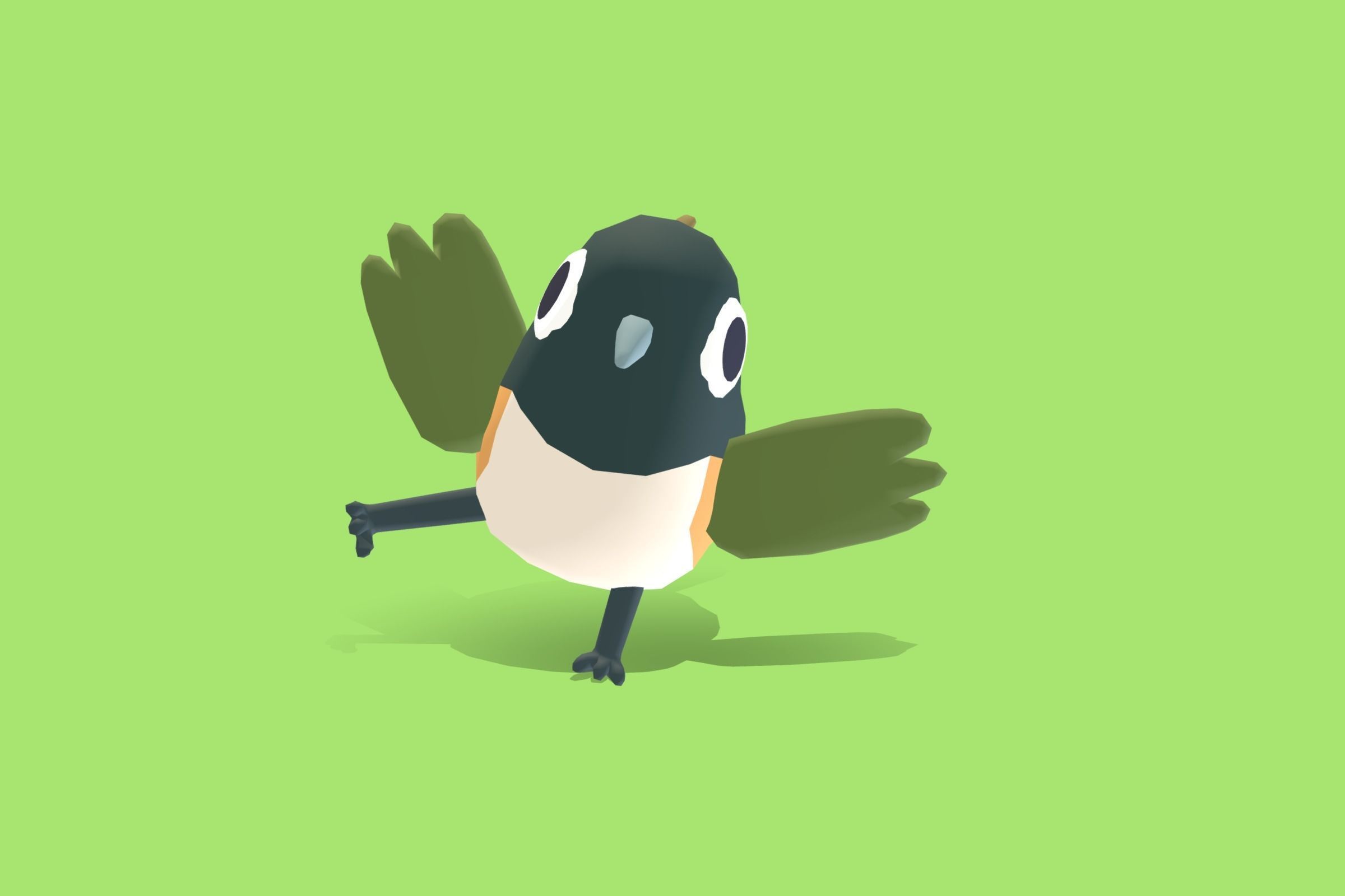 Quirky Series - Towhee Low-poly 3D model_9