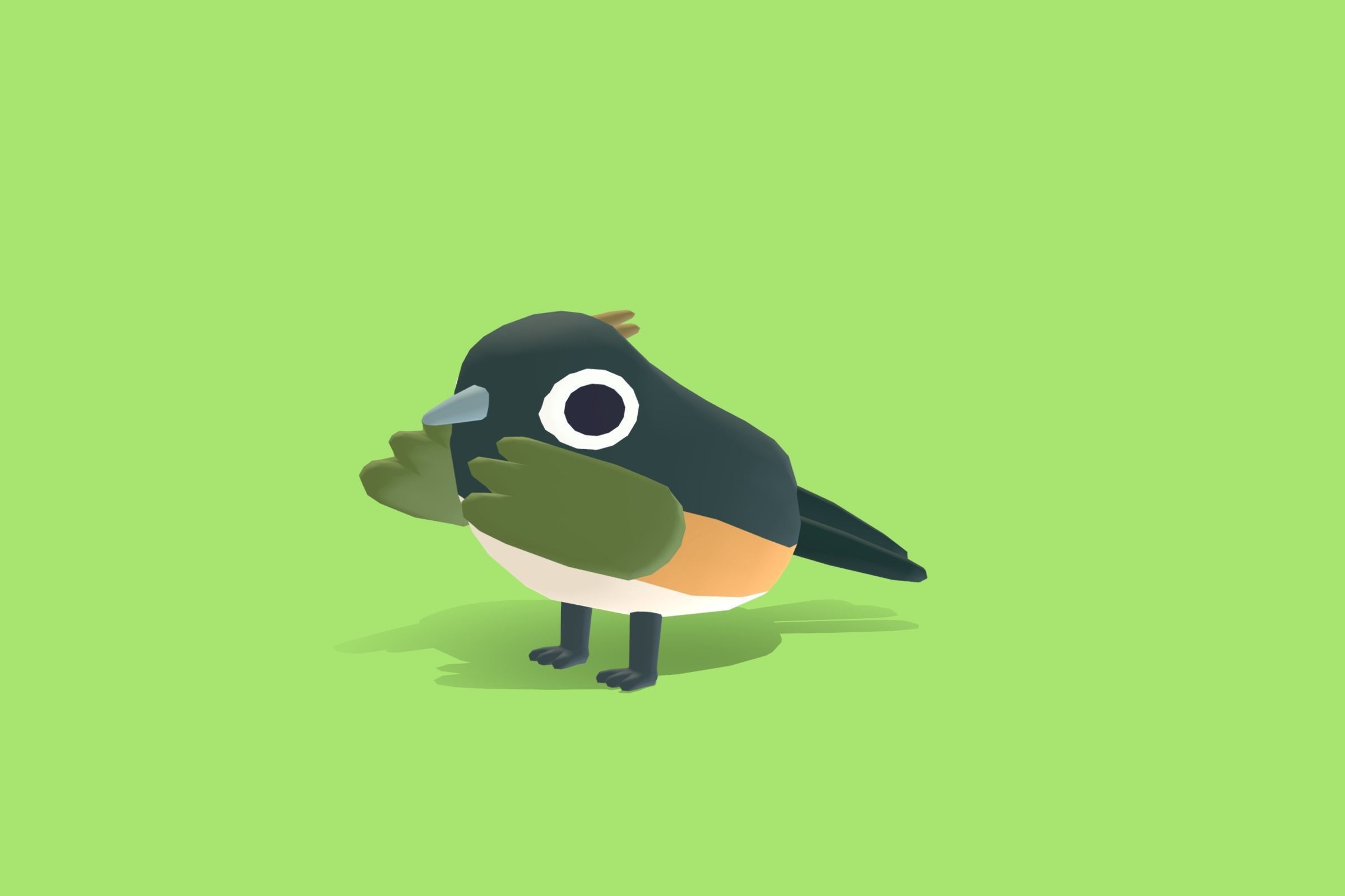 Quirky Series - Towhee Low-poly 3D model_5