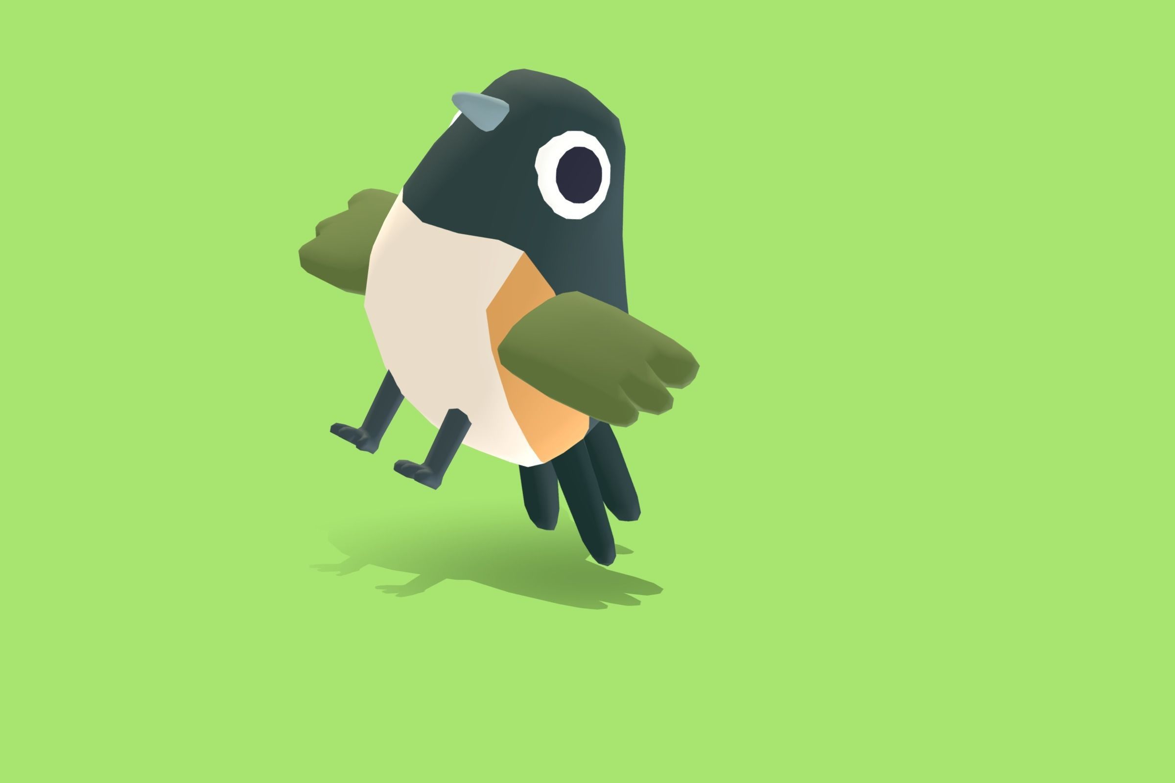 Quirky Series - Towhee Low-poly 3D model_6
