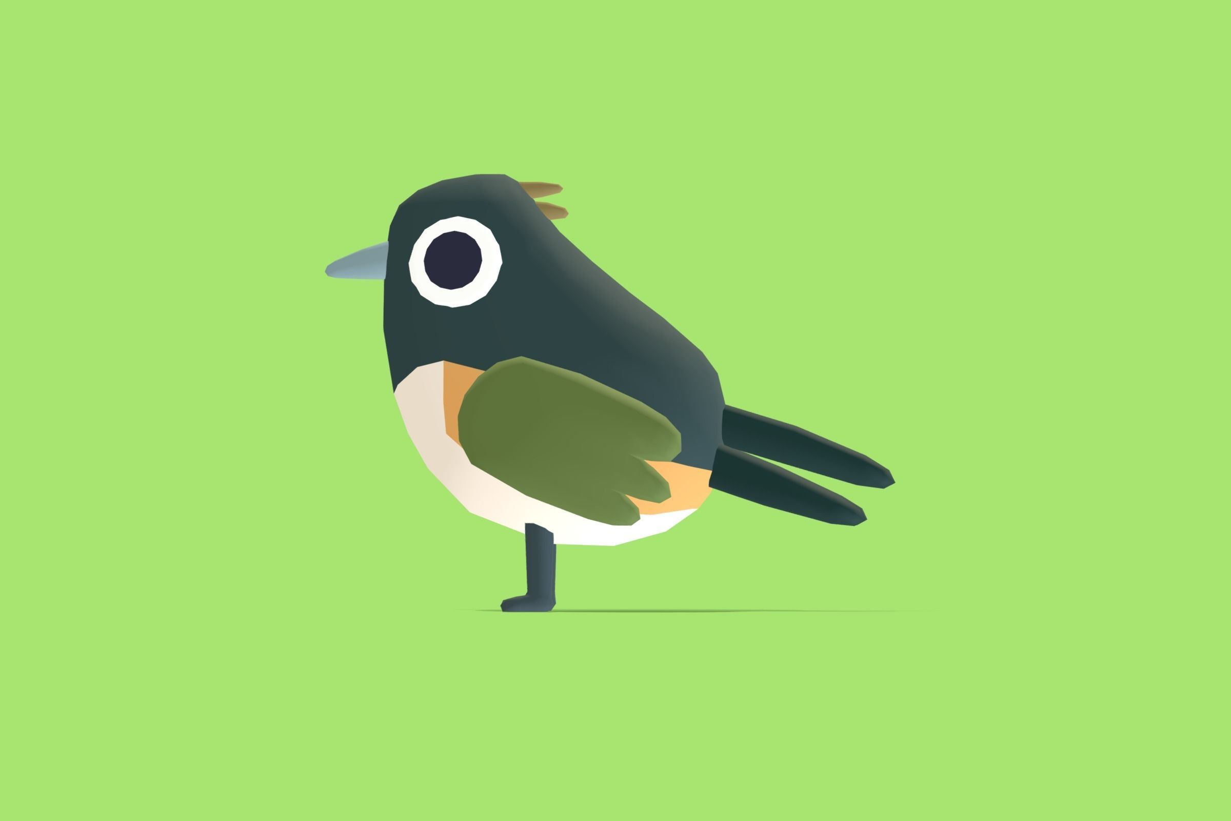 Quirky Series - Towhee Low-poly 3D model_1