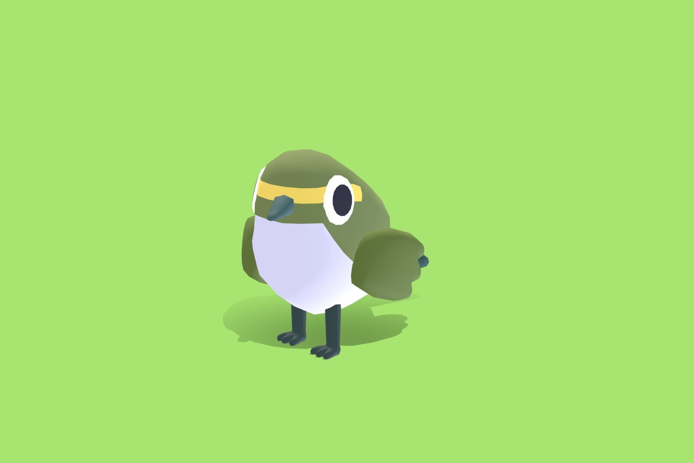 Quirky Series - Warbler Low-poly 3D model_3