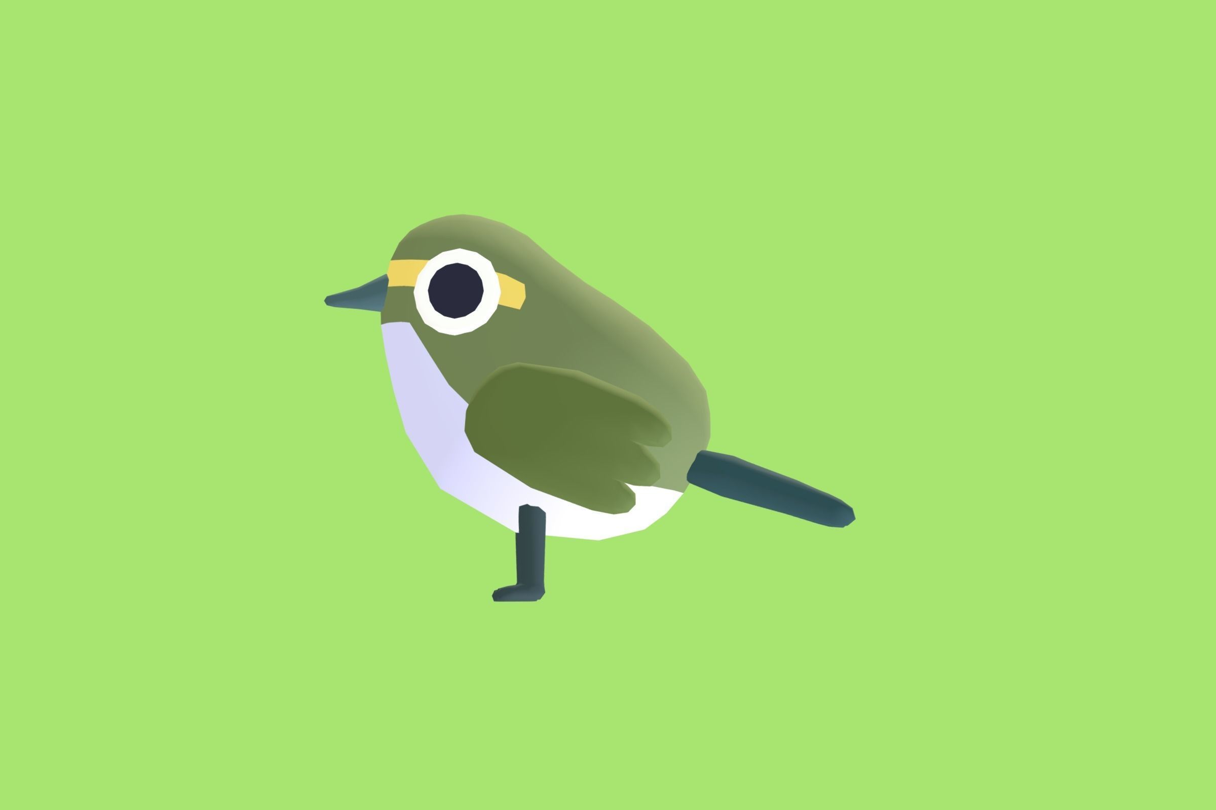 Quirky Series - Warbler Low-poly 3D model_1