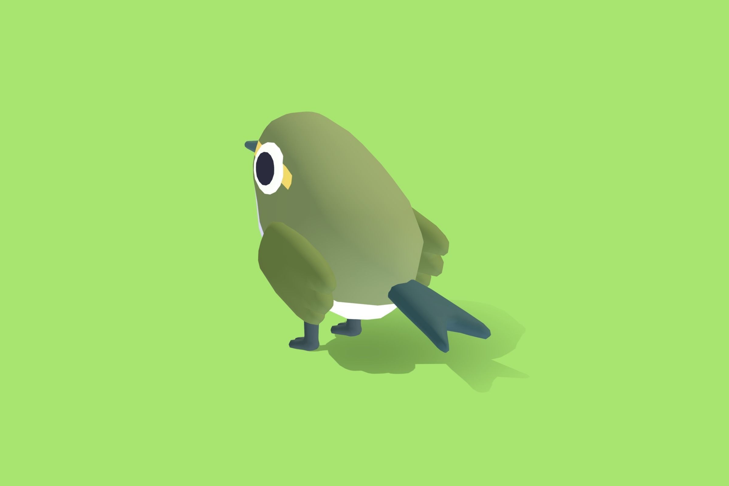 Quirky Series - Warbler Low-poly 3D model_2