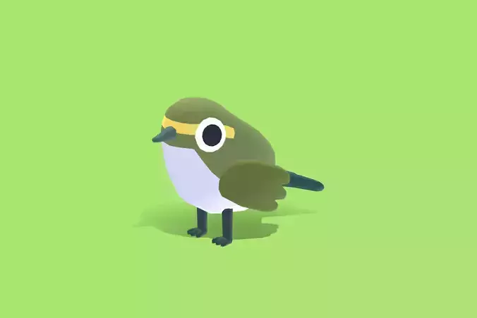 Quirky Series - Warbler Low-poly 3D model