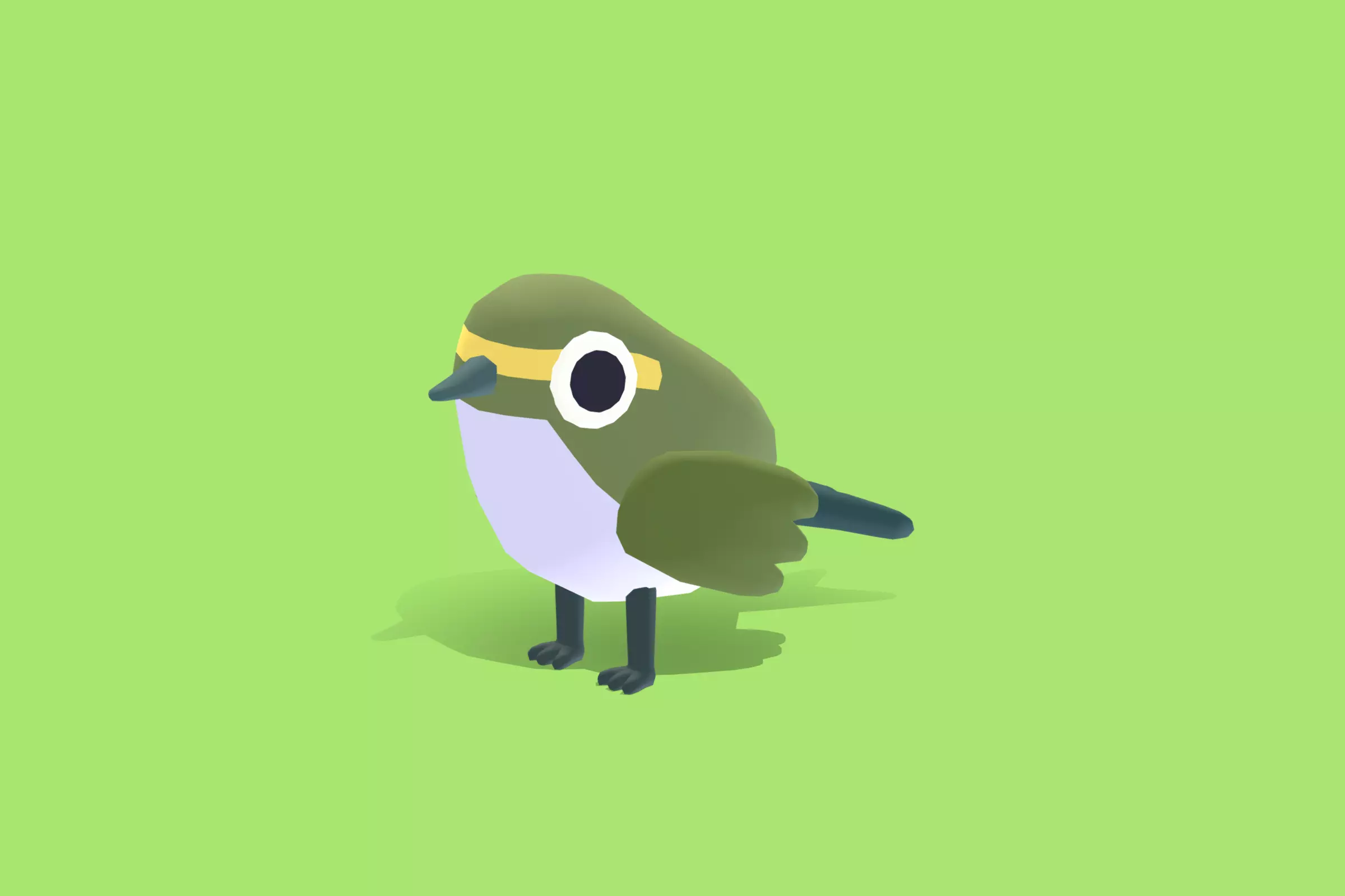 Quirky Series - Warbler Low-poly 3D model_0