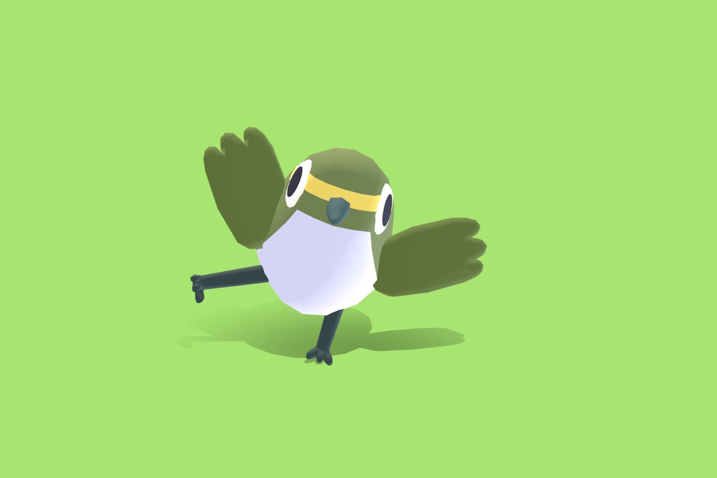 Quirky Series - Warbler Low-poly 3D model_9