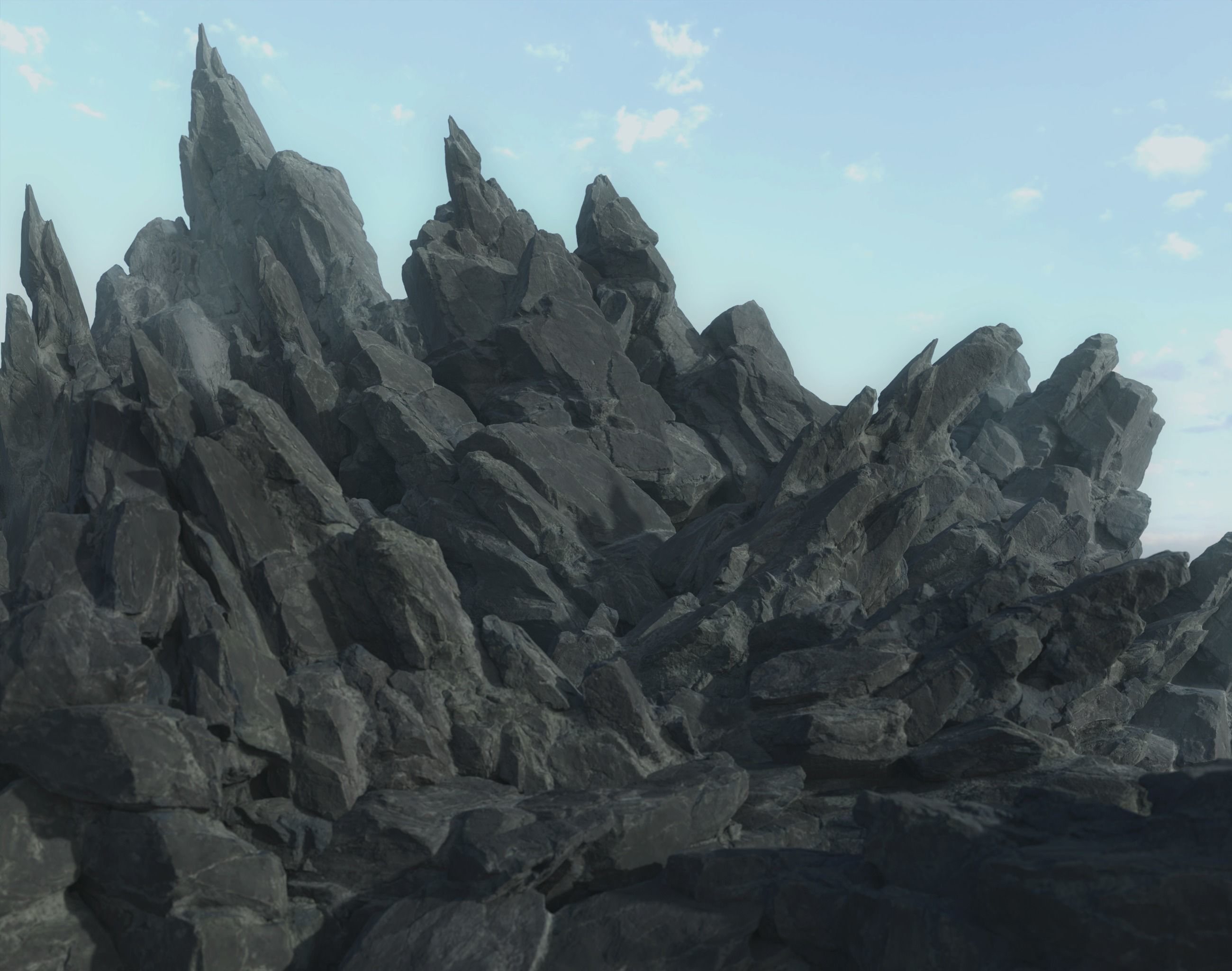 High poly Black Spiky Modular Rock 230715 3D model_1