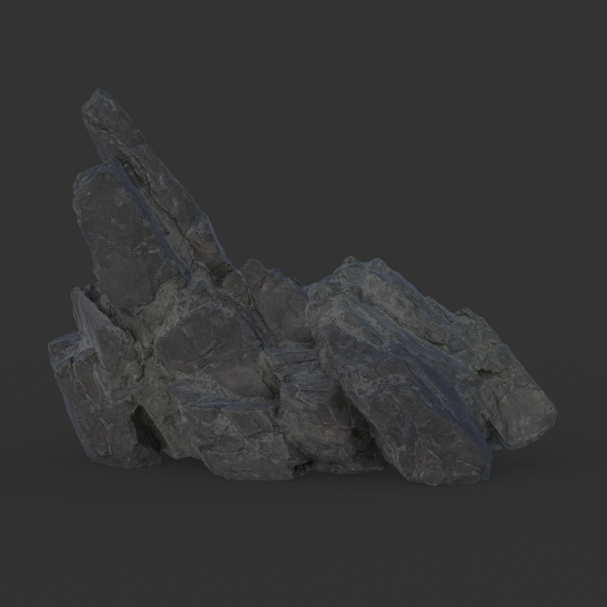 High poly Black Spiky Modular Rock 230715 3D model_7