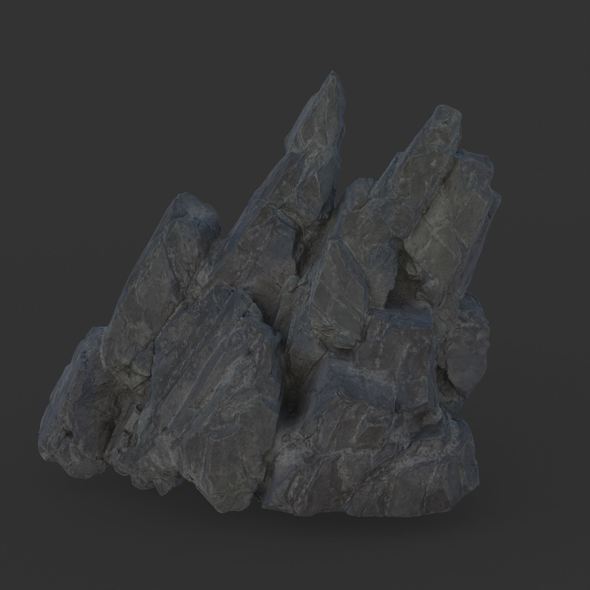 High poly Black Spiky Modular Rock 230715 3D model_3