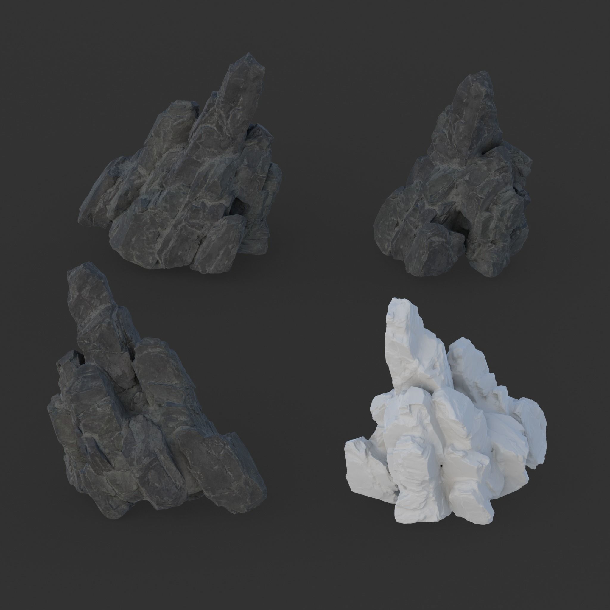 High poly Black Spiky Modular Rock 230715 3D model_14