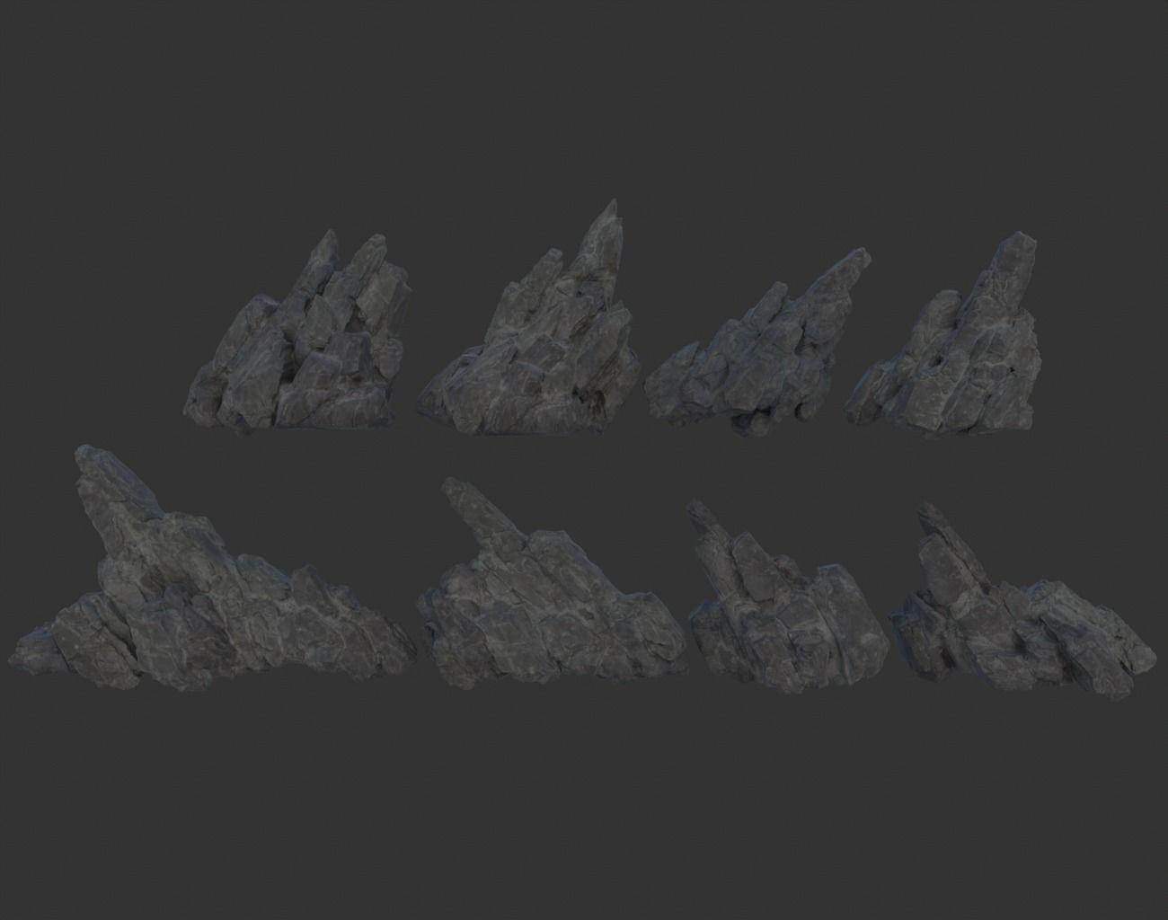 High poly Black Spiky Modular Rock 230715 3D model_2