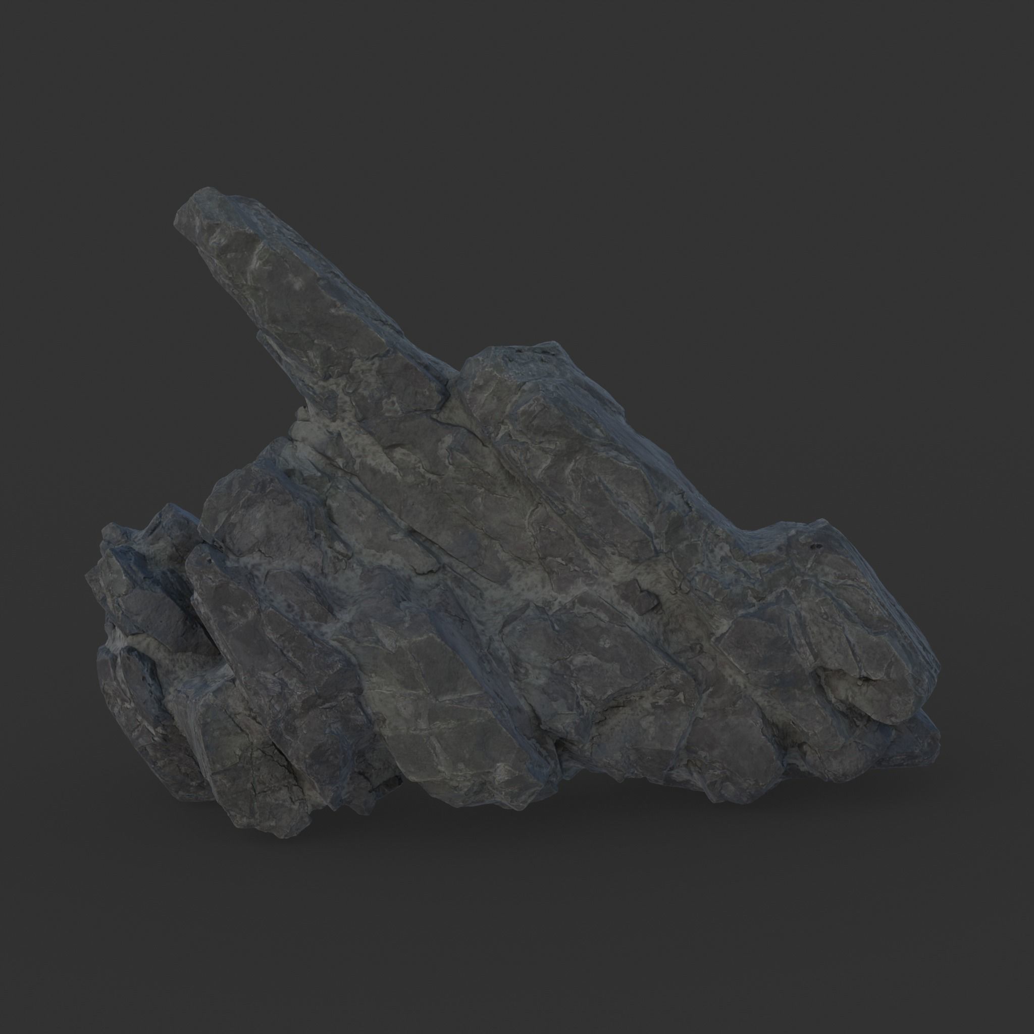 High poly Black Spiky Modular Rock 230715 3D model_17