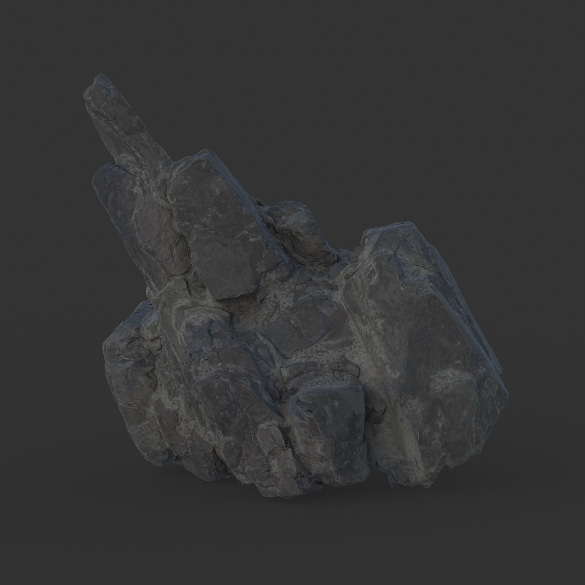 High poly Black Spiky Modular Rock 230715 3D model_9