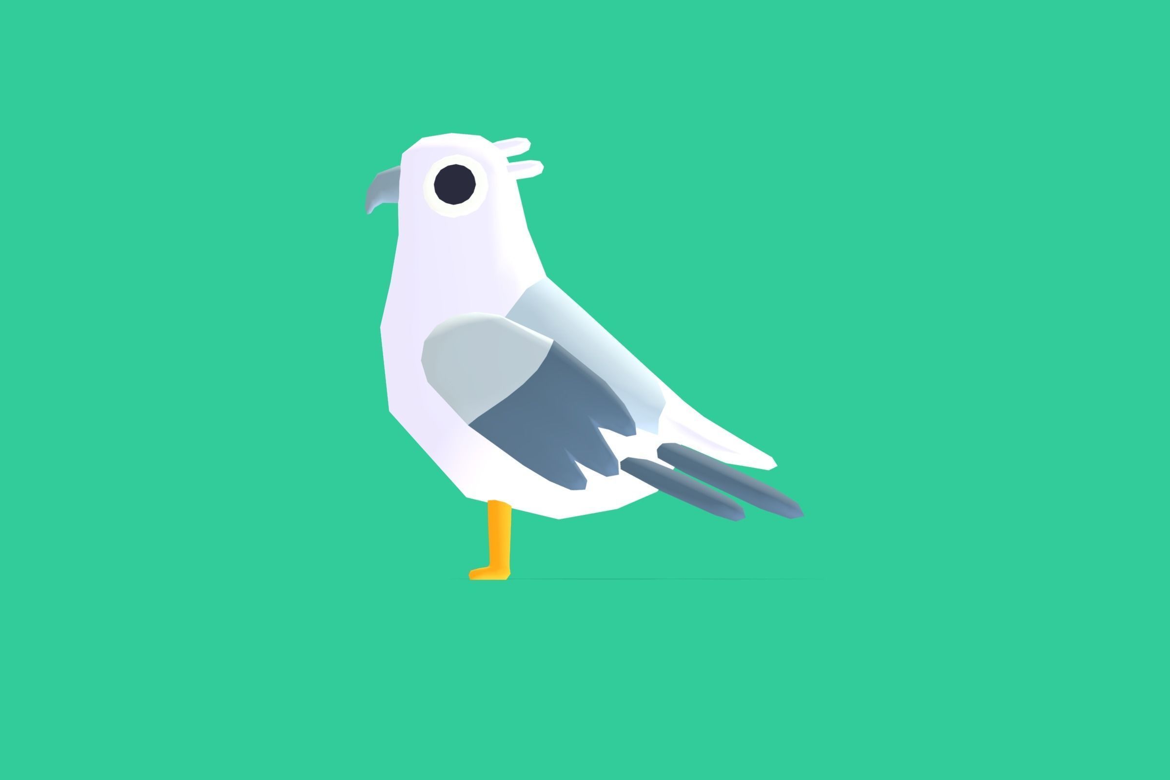 Quirky Series - White Bellied Sea Eagle Low-poly 3D model_1