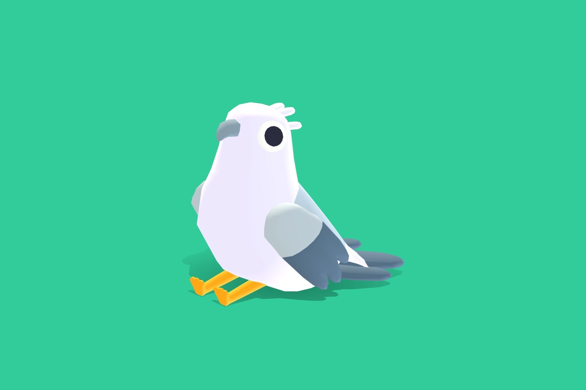 Quirky Series - White Bellied Sea Eagle Low-poly 3D model_8