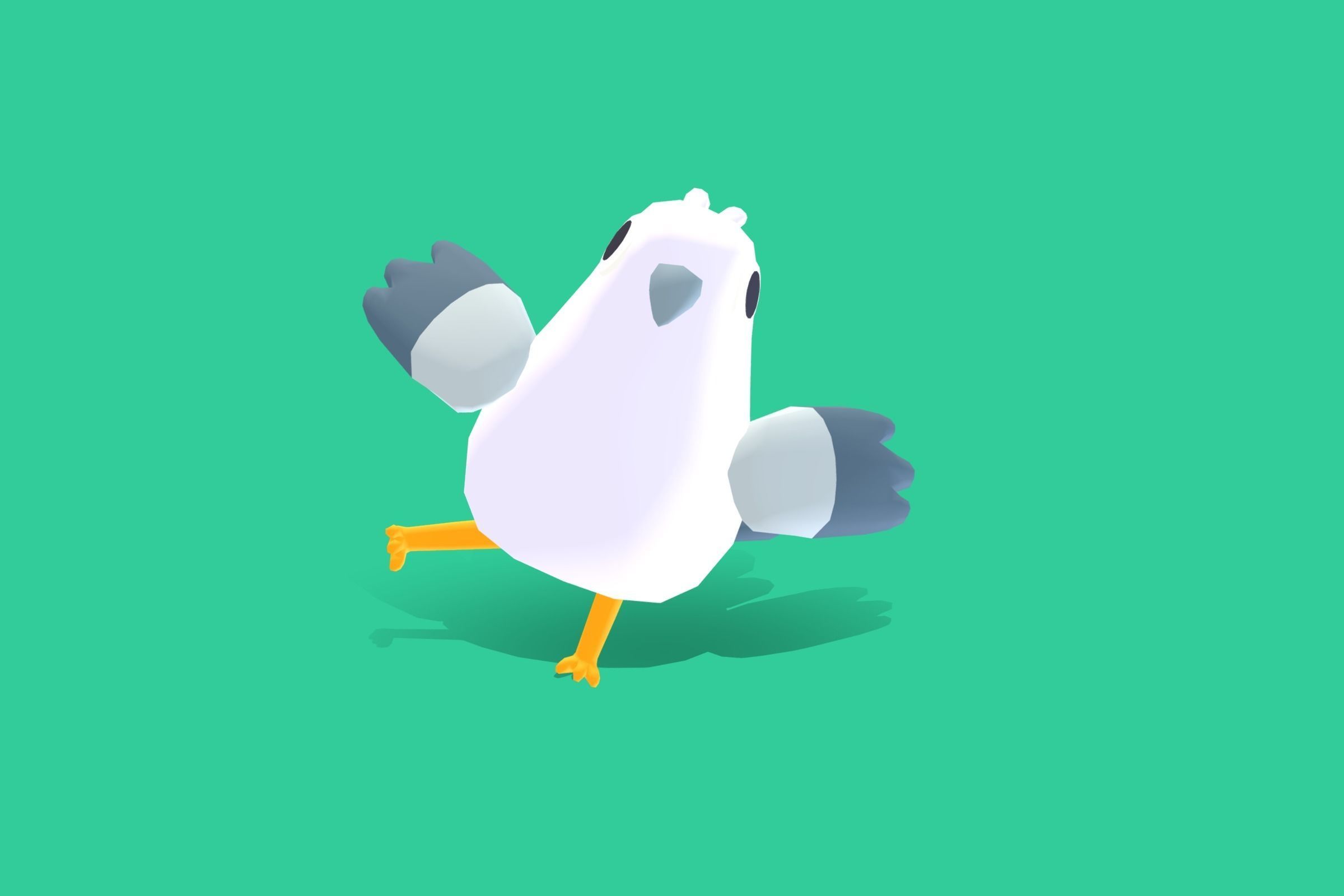 Quirky Series - White Bellied Sea Eagle Low-poly 3D model_9