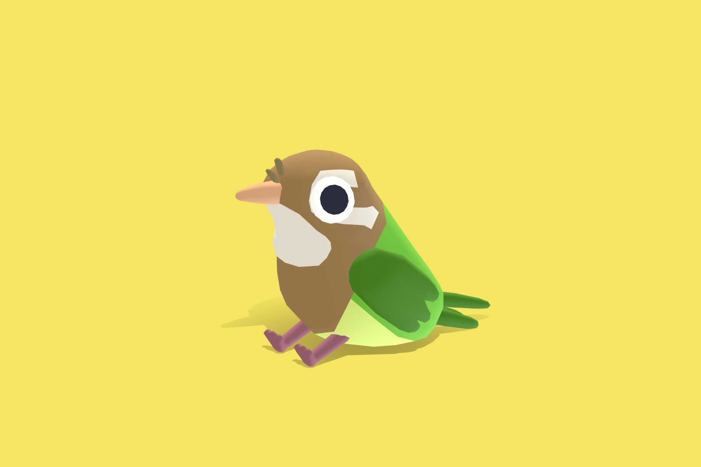 Quirky Series - White Cheeked Barbet Low-poly 3D model_8
