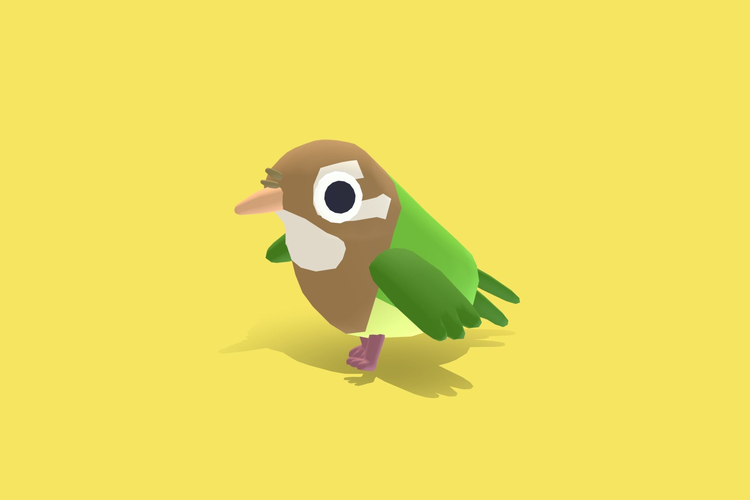 Quirky Series - White Cheeked Barbet Low-poly 3D model_5