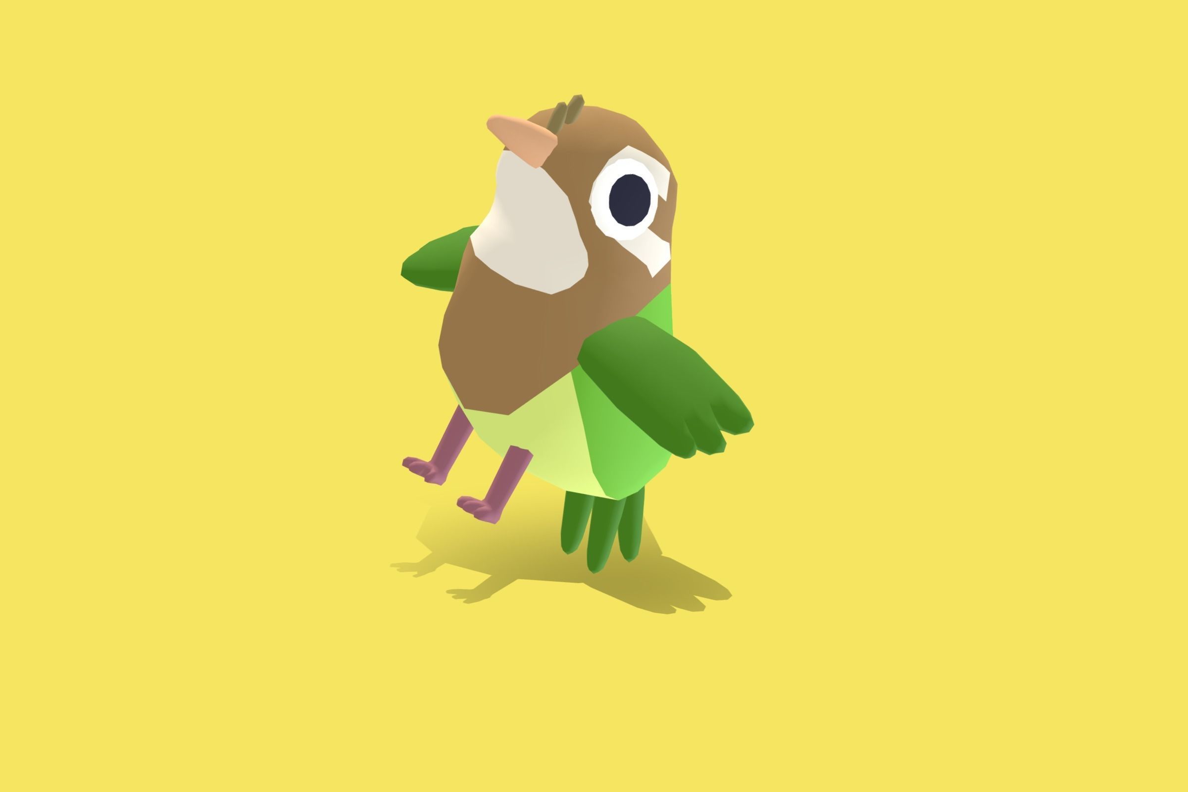 Quirky Series - White Cheeked Barbet Low-poly 3D model_6