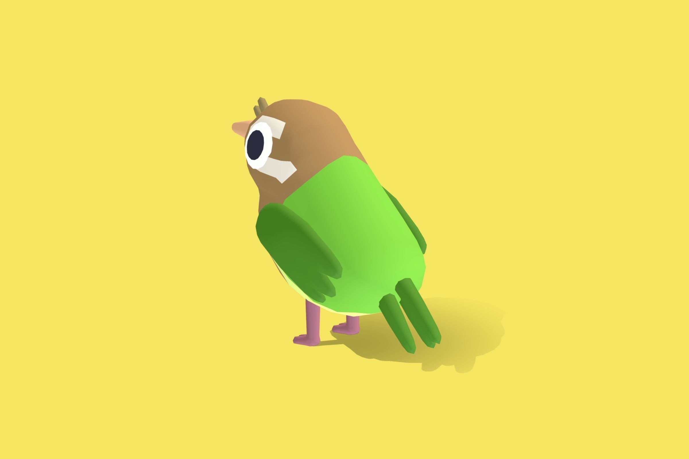 Quirky Series - White Cheeked Barbet Low-poly 3D model_2
