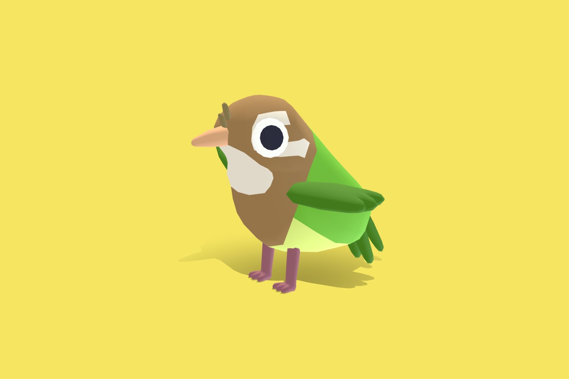 Quirky Series - White Cheeked Barbet Low-poly 3D model_3