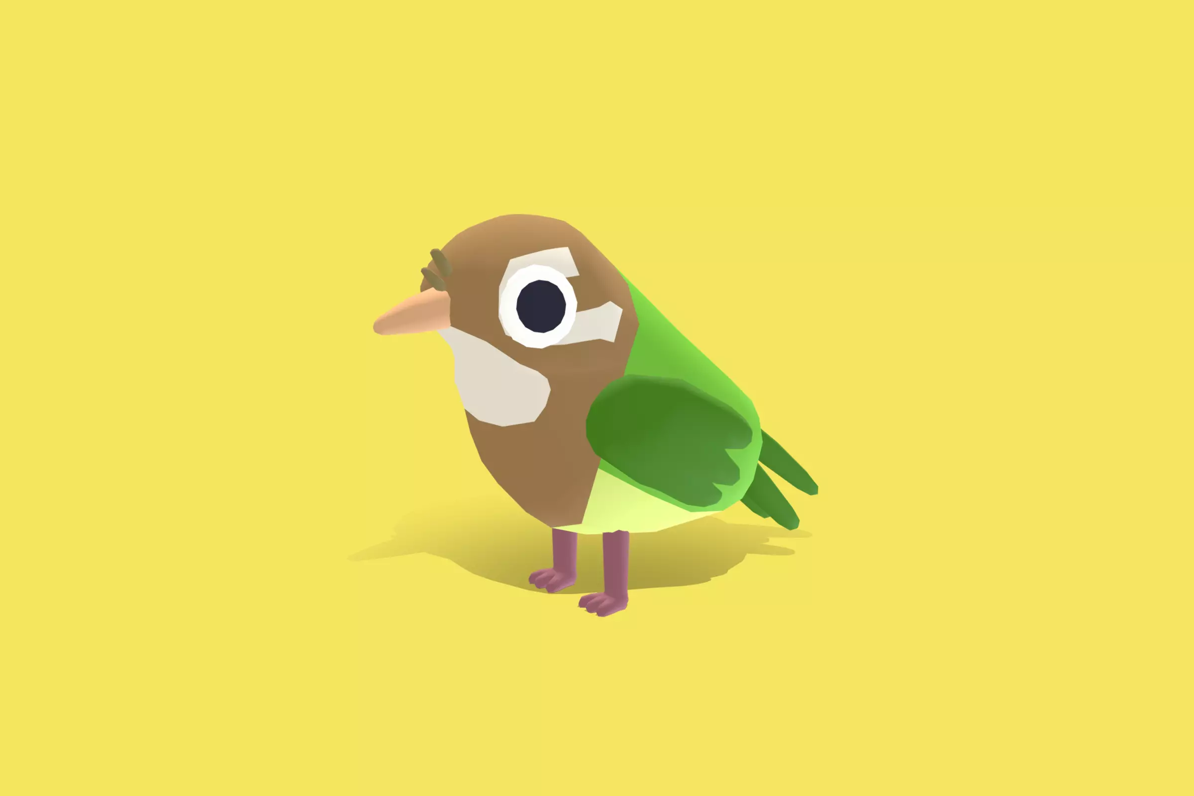 Quirky Series - White Cheeked Barbet Low-poly 3D model_0