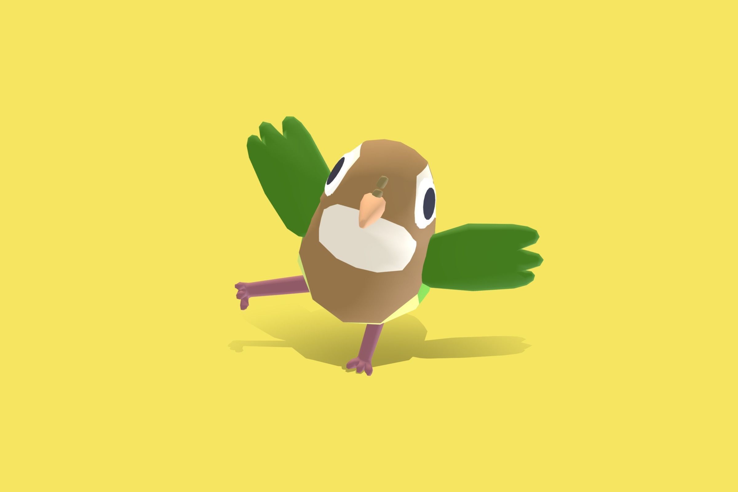 Quirky Series - White Cheeked Barbet Low-poly 3D model_9