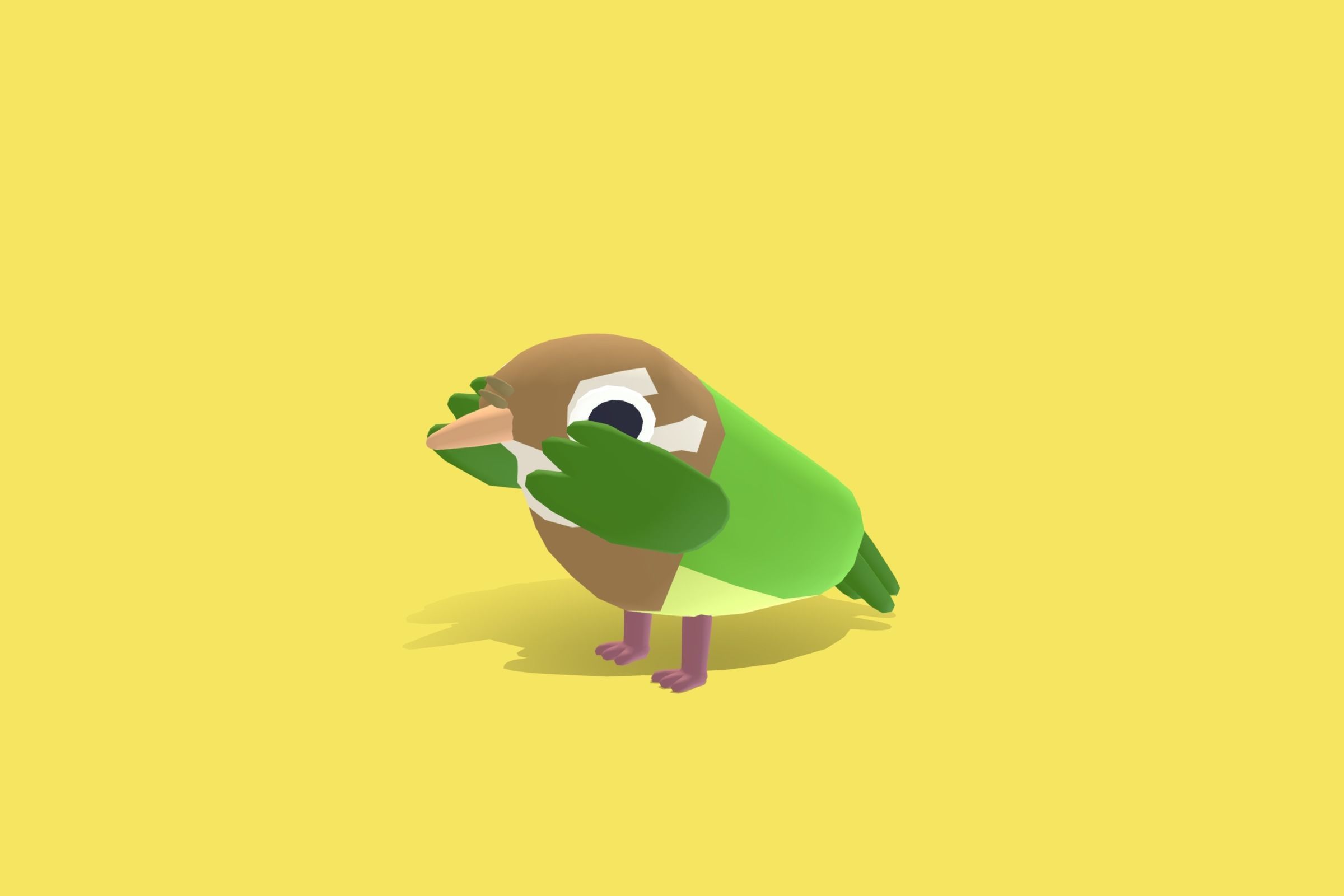 Quirky Series - White Cheeked Barbet Low-poly 3D model_4