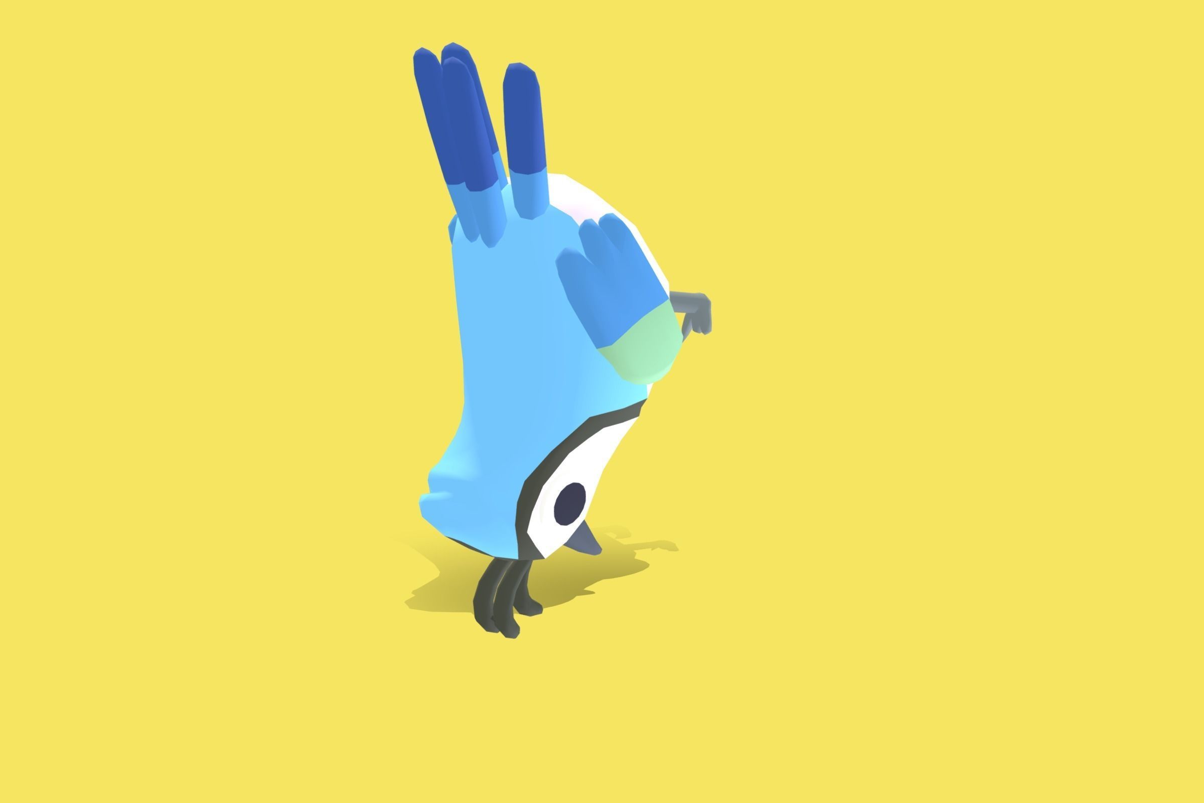 Quirky Series - White Throated Magpie Jay Low-poly 3D model_7