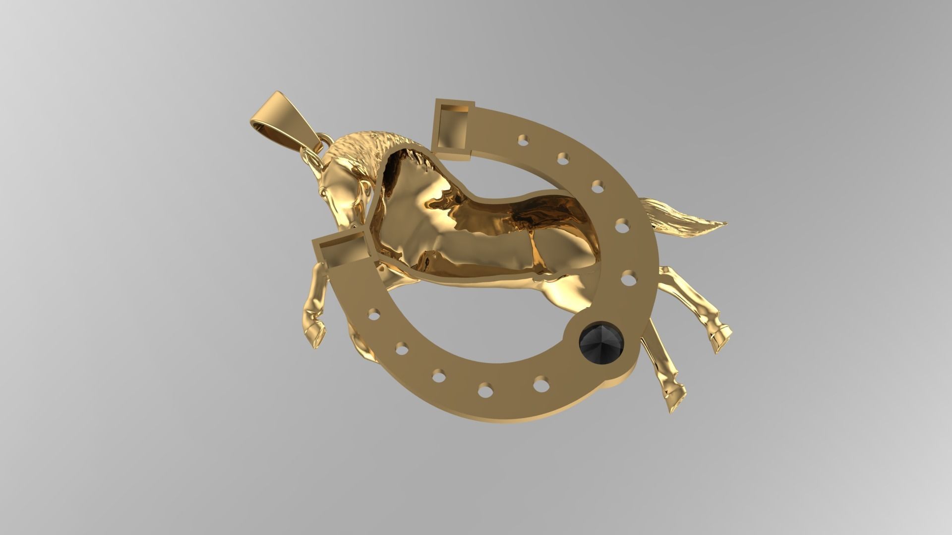Horse Pendant 3D print model_3