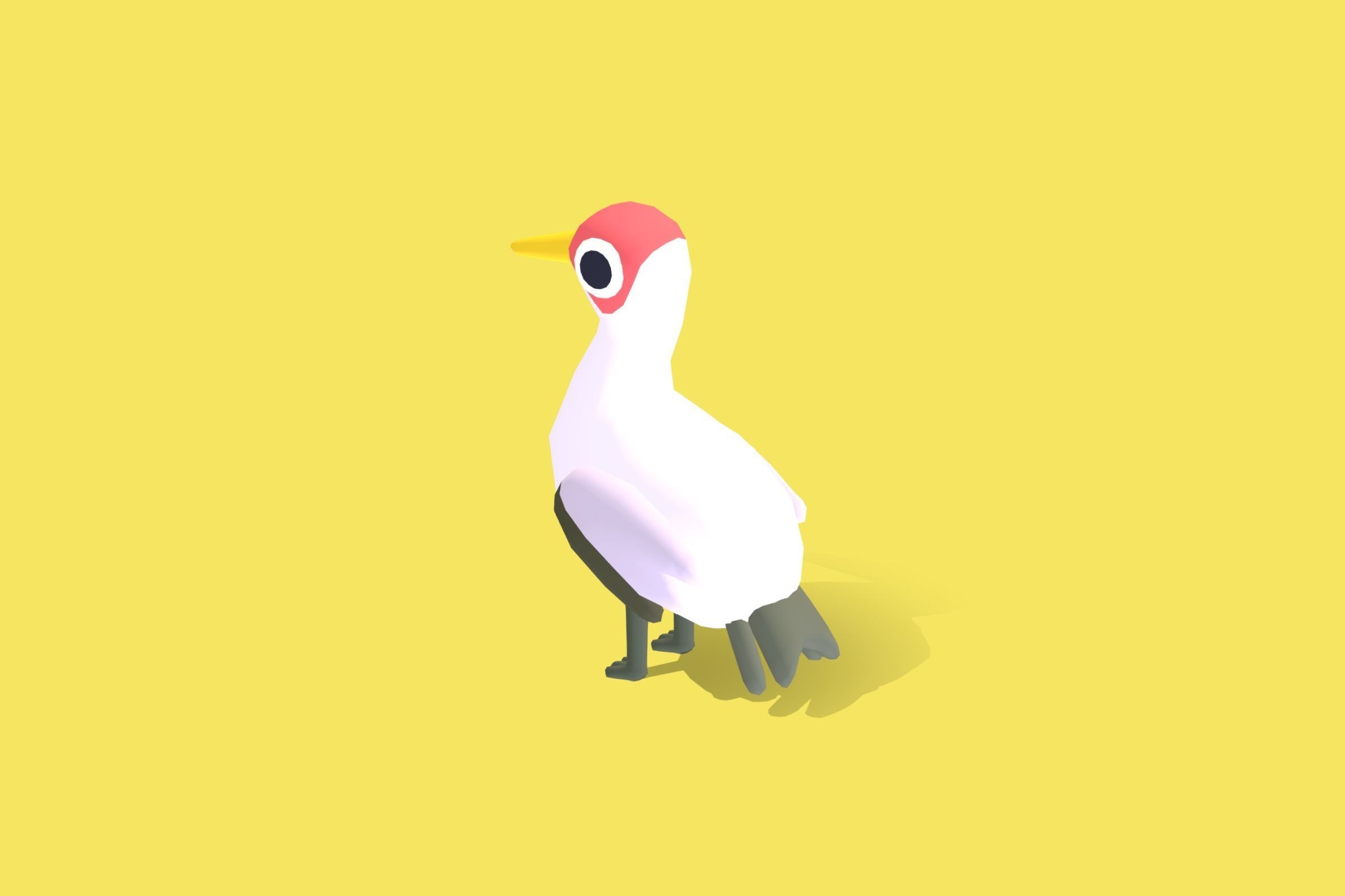 Quirky Series - Yellow Billed Stork Low-poly 3D model_2