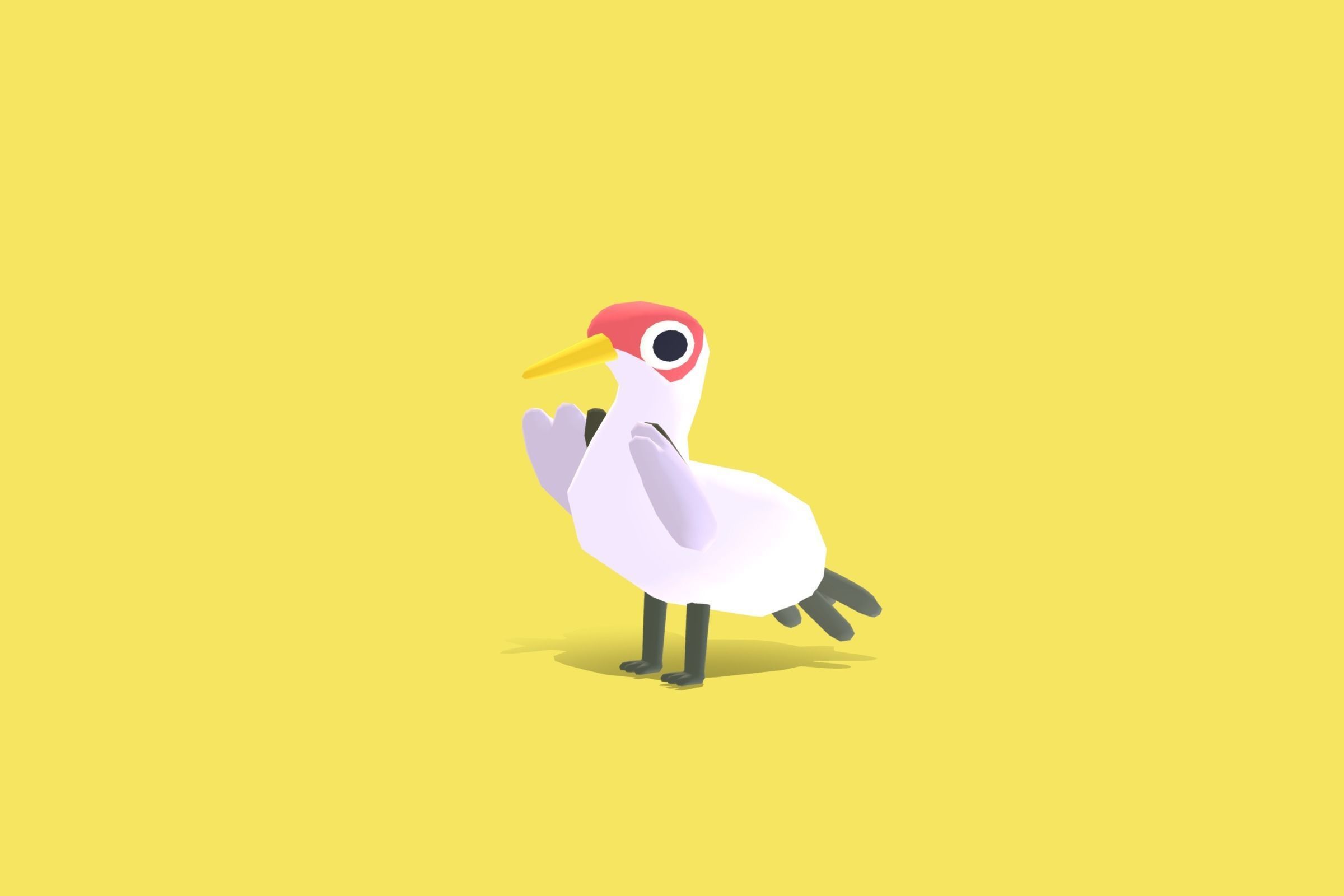 Quirky Series - Yellow Billed Stork Low-poly 3D model_5