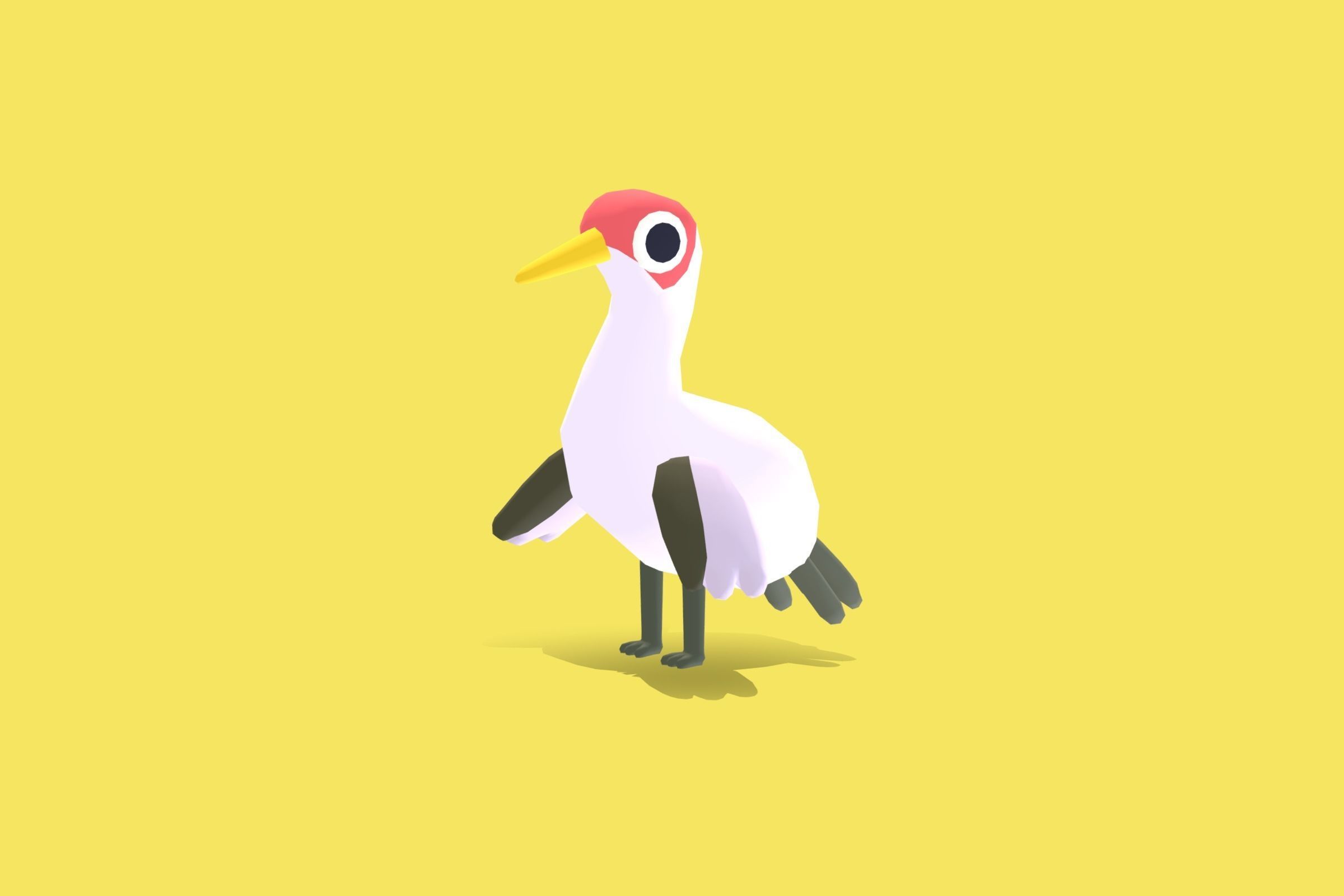 Quirky Series - Yellow Billed Stork Low-poly 3D model_3