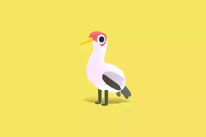 Quirky Series - Yellow Billed Stork Low-poly 3D model
