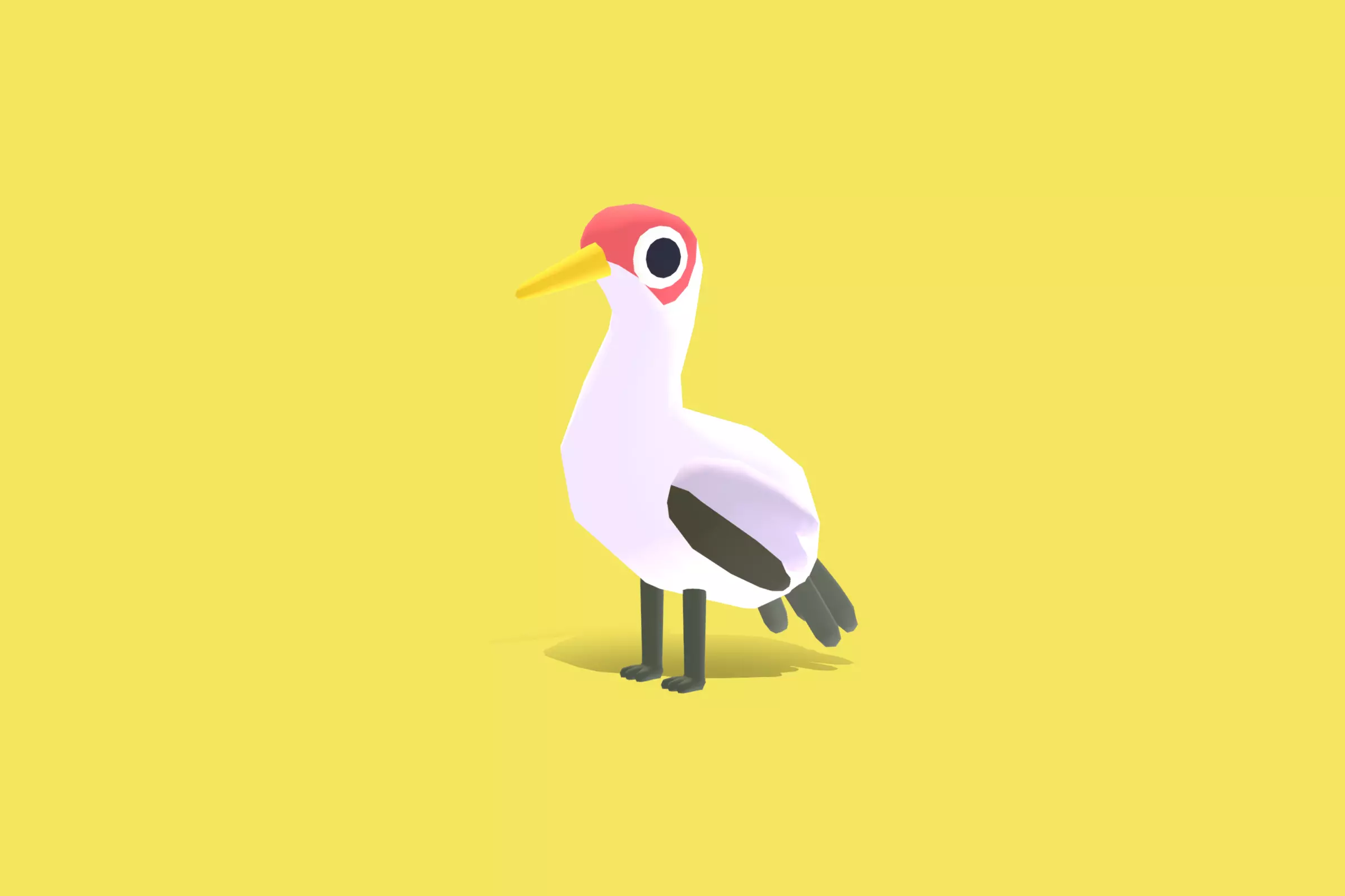 Quirky Series - Yellow Billed Stork Low-poly 3D model_0