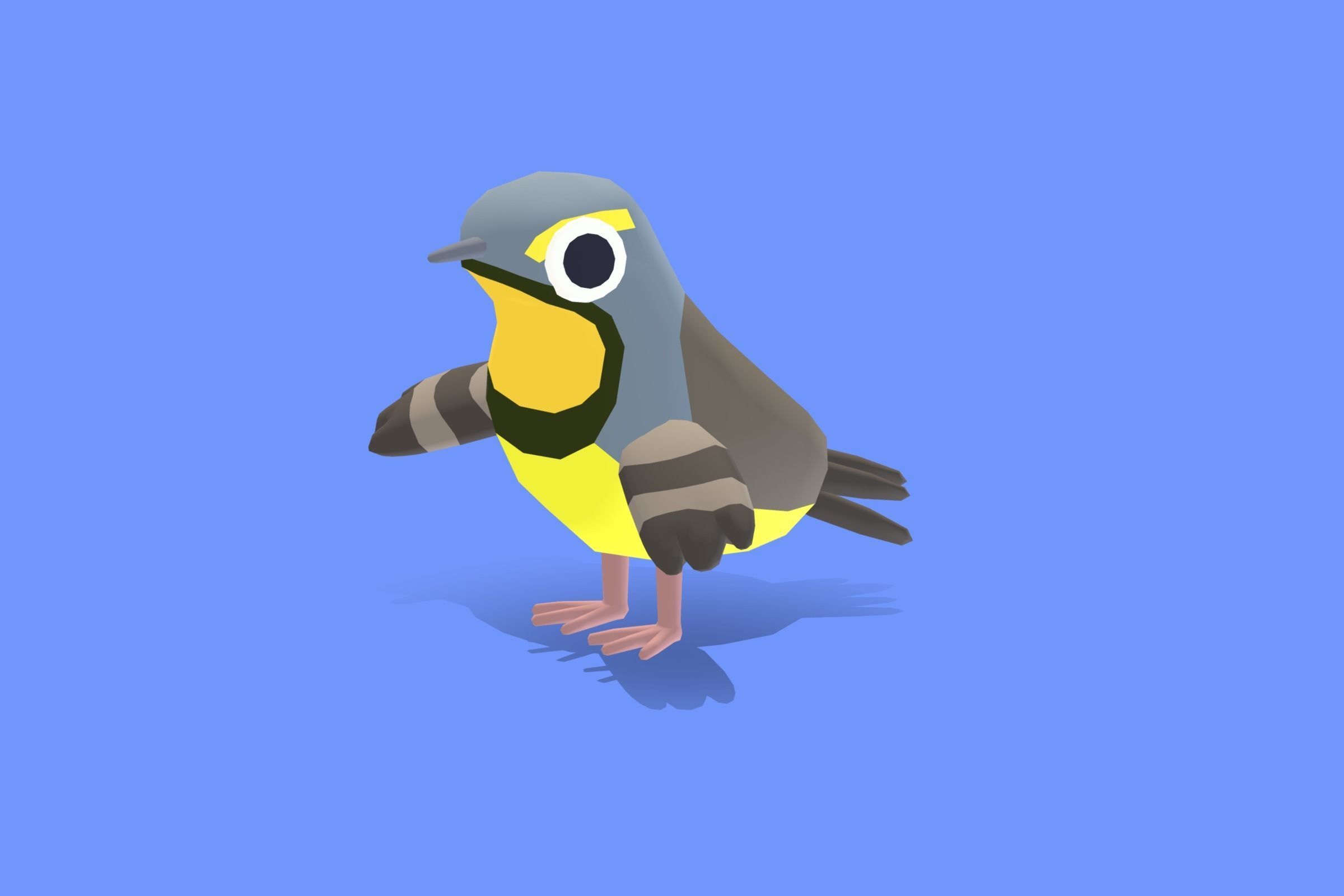 Quirky Series - Yellow Throated Longclaw Low-poly 3D model_3