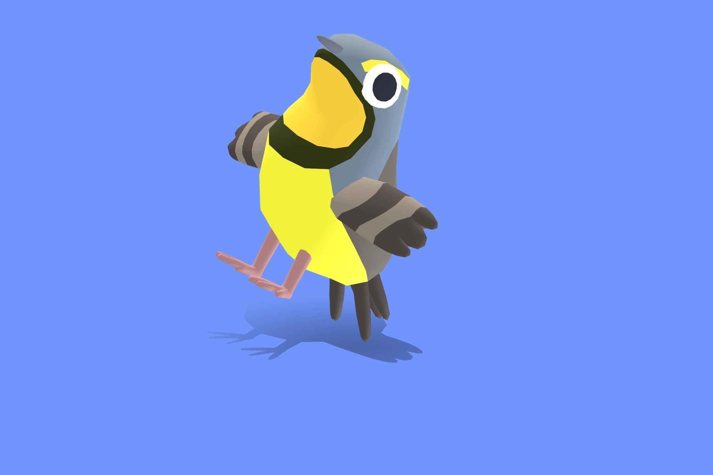 Quirky Series - Yellow Throated Longclaw Low-poly 3D model_5