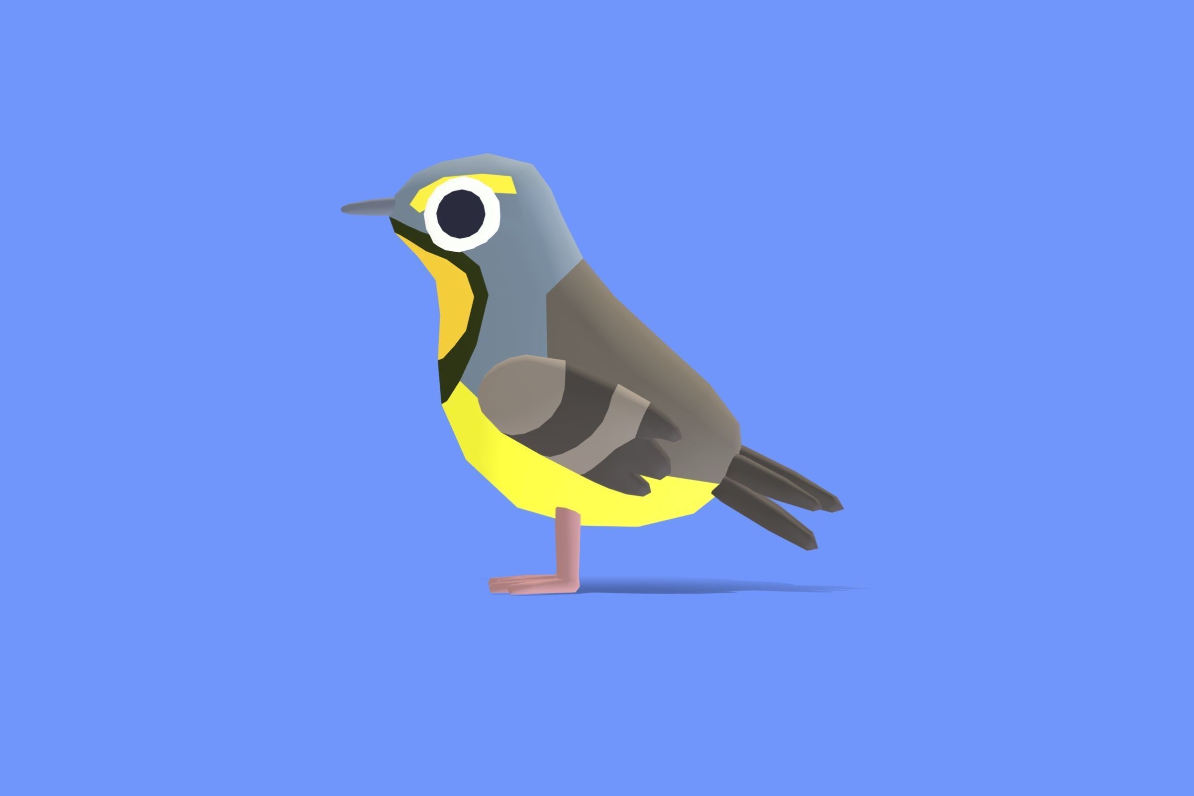 Quirky Series - Yellow Throated Longclaw Low-poly 3D model_1