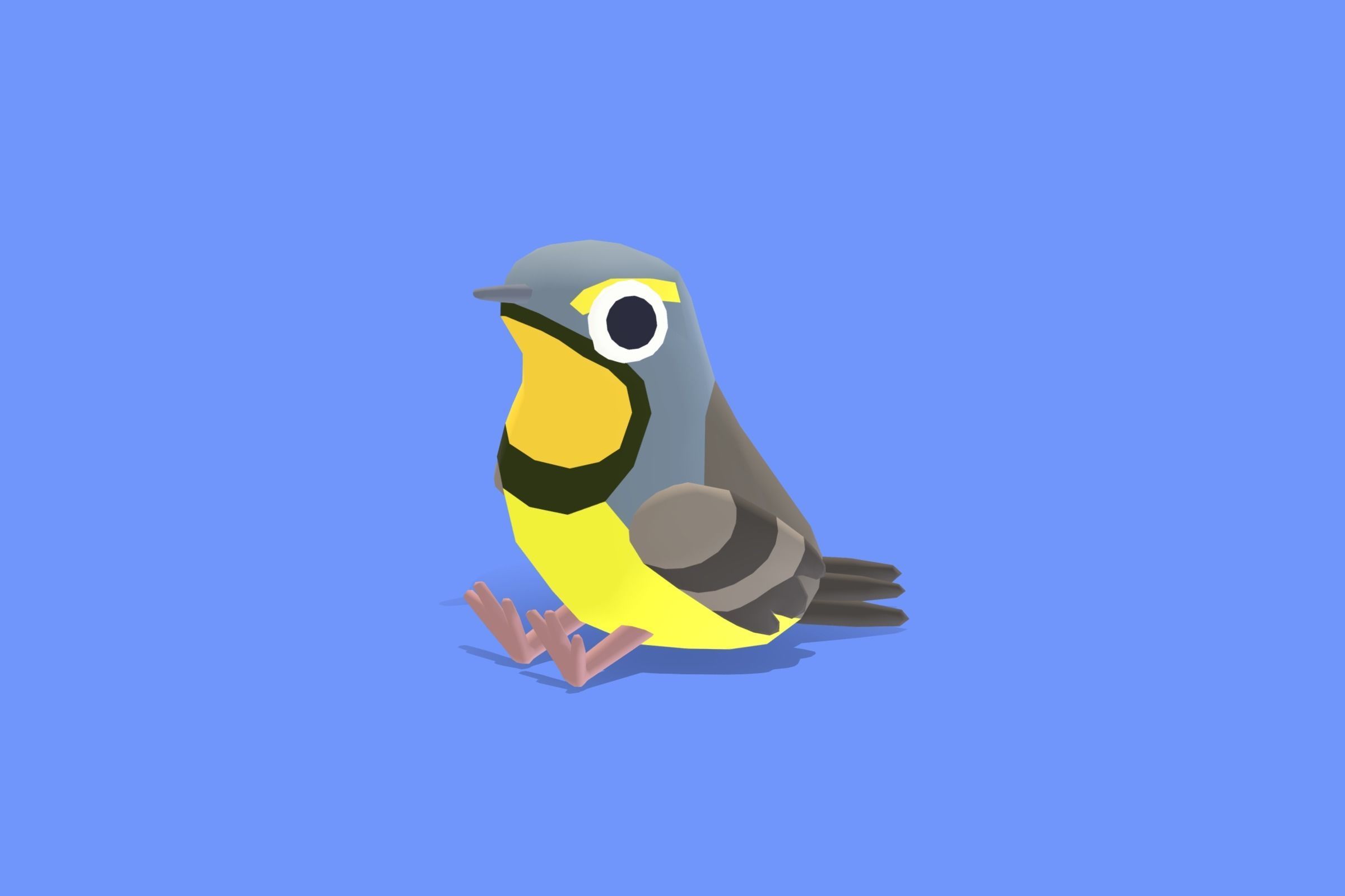 Quirky Series - Yellow Throated Longclaw Low-poly 3D model_8