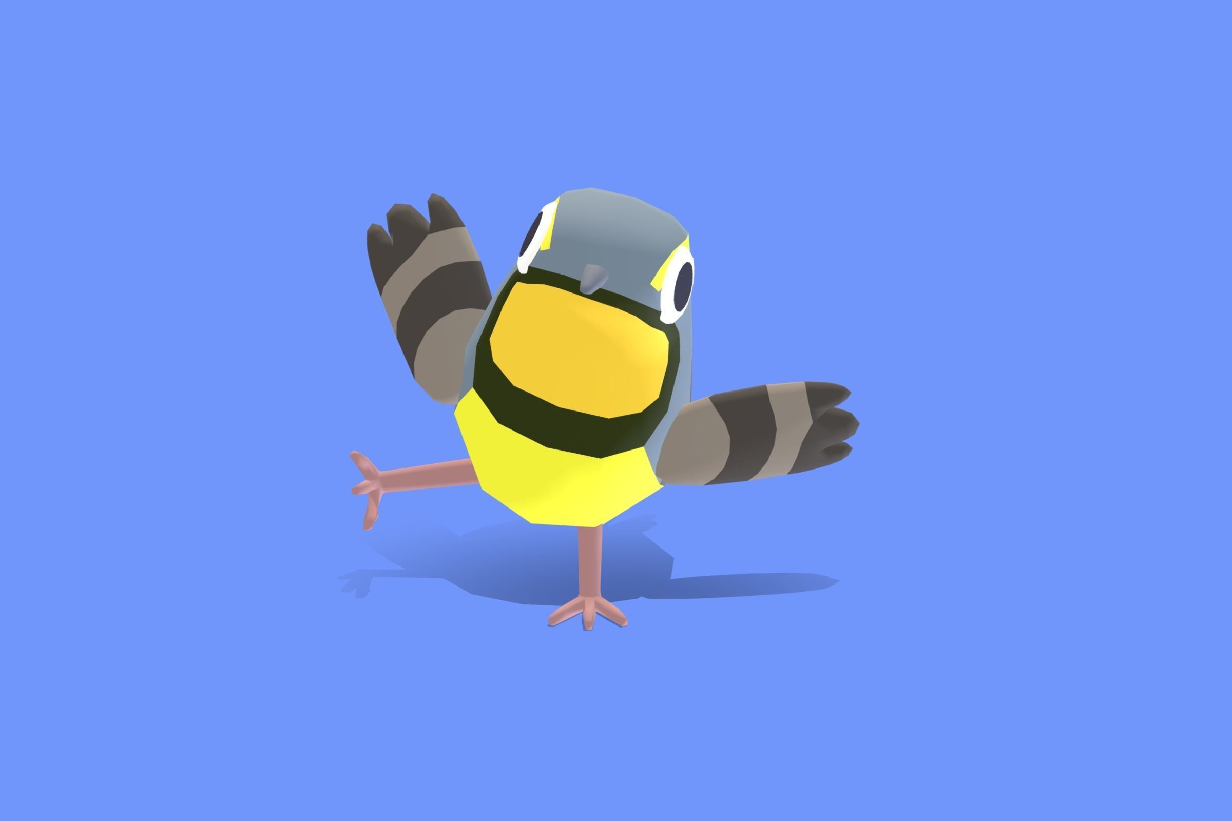 Quirky Series - Yellow Throated Longclaw Low-poly 3D model_9