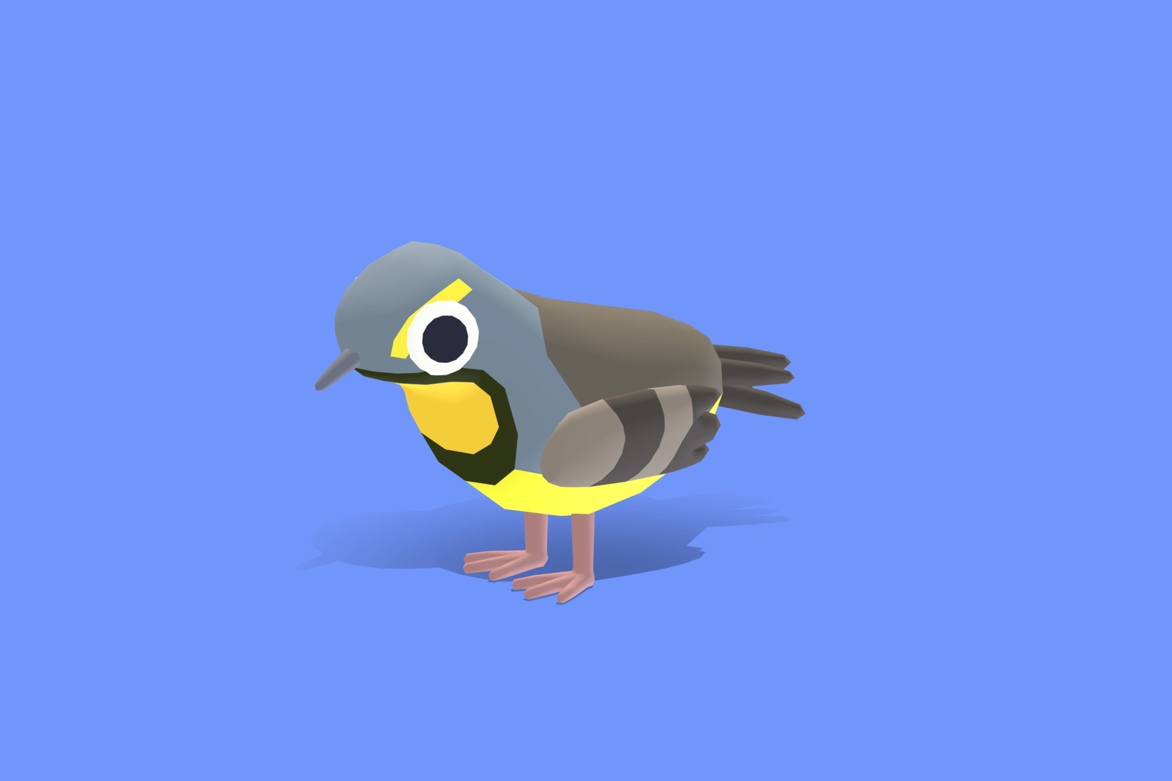 Quirky Series - Yellow Throated Longclaw Low-poly 3D model_4